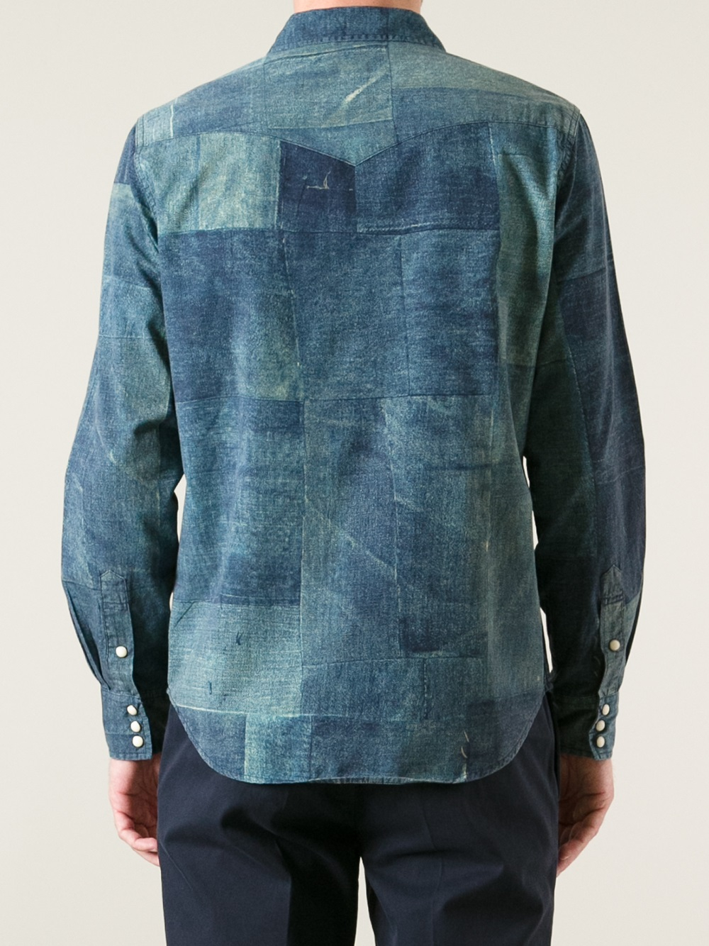 Ralph Lauren Patchwork Denim Shirt in Blue for Men Lyst
