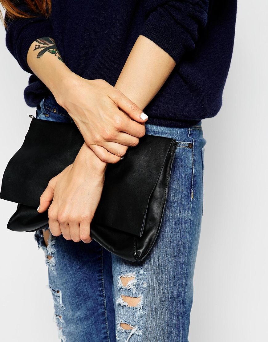 black leather evening bag