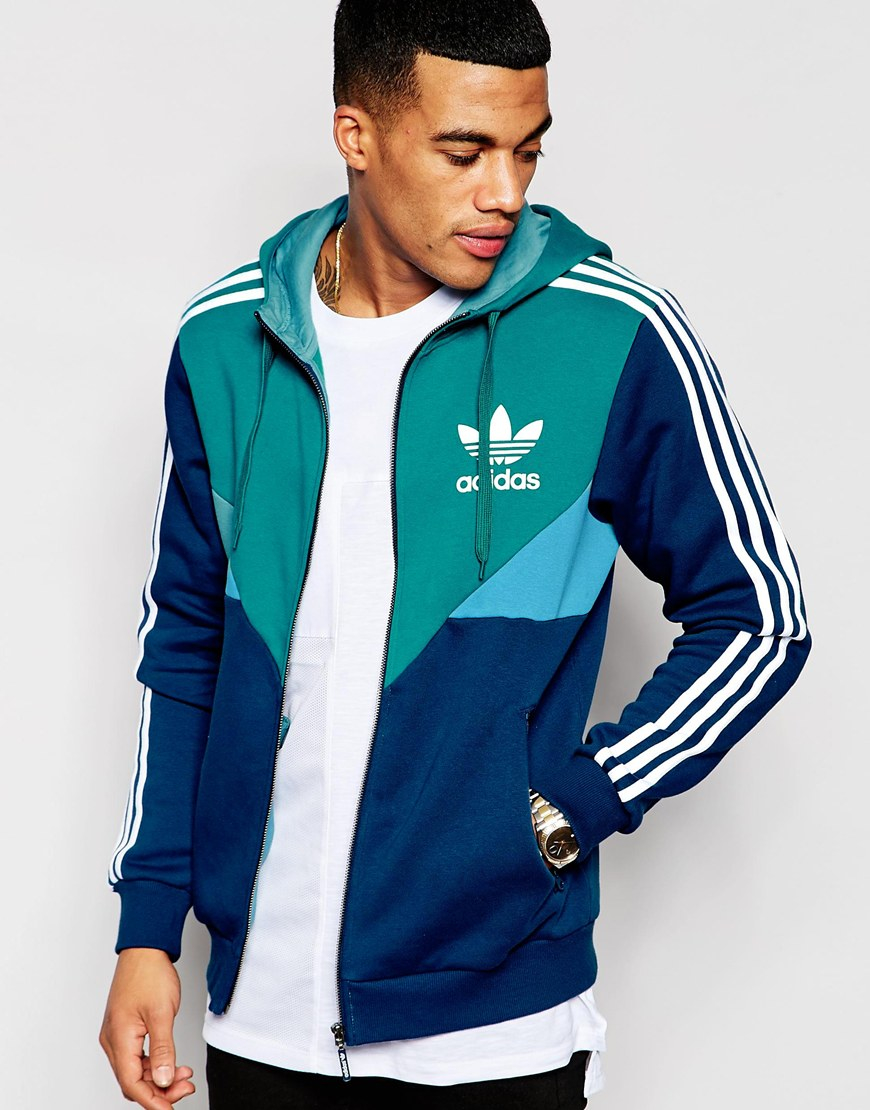adidas zip up hoodie blue