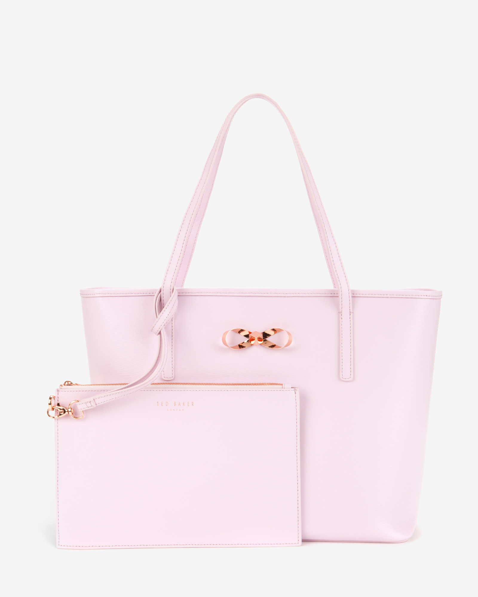 Ted Baker Bow Detail Leather Shopper Bag in Pale Pink (Pink) | Lyst