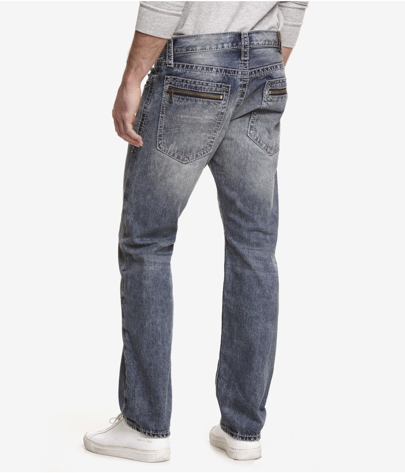 Express Rocco Thick Stitch Slim Fit Straight Leg Jean in Blue for Men ...