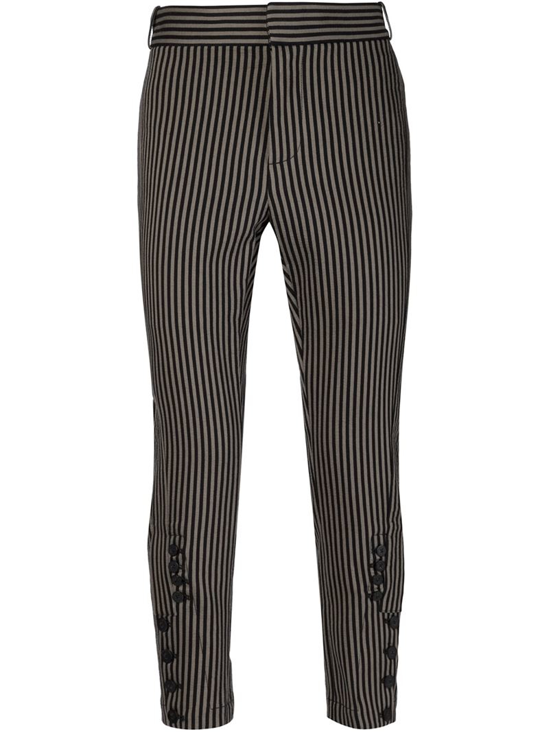 mens grey trousers with black stripe