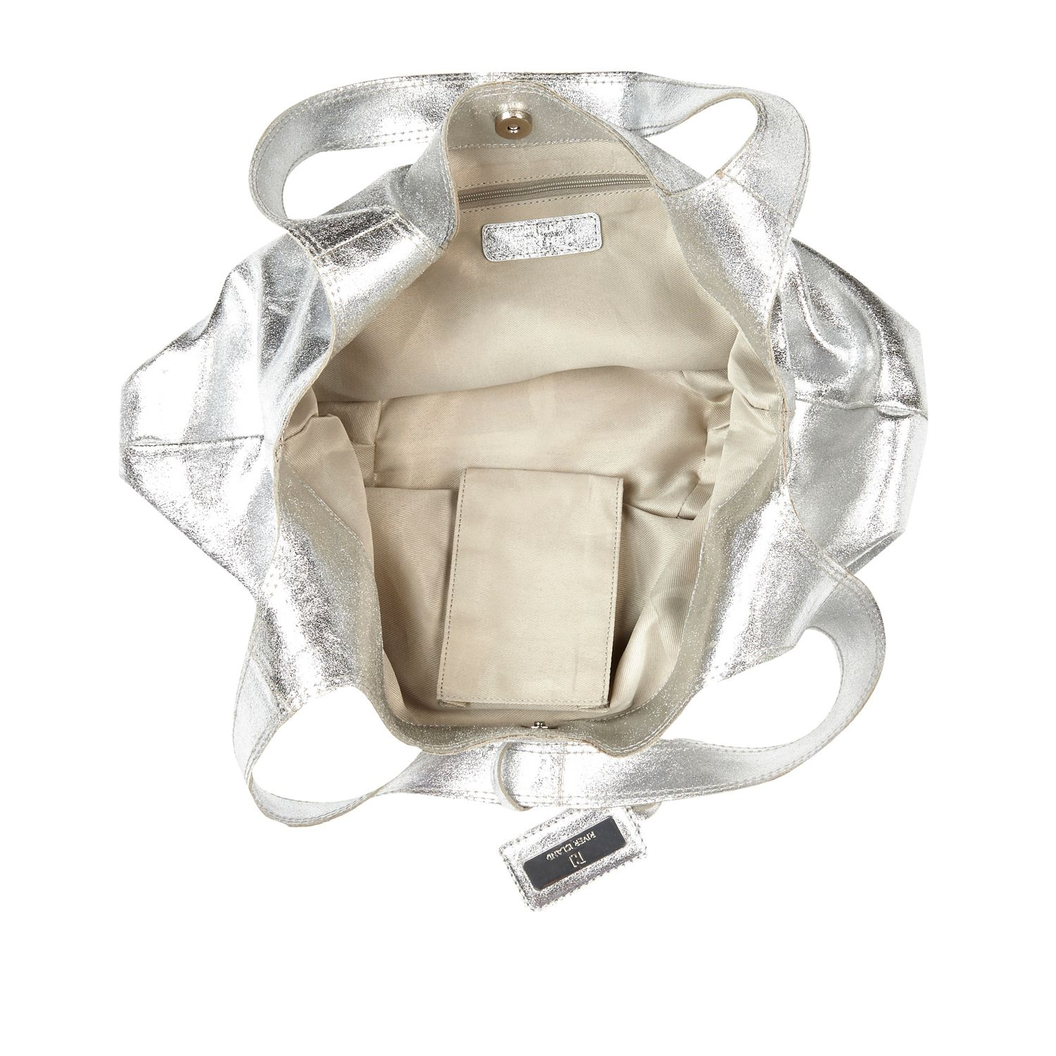 River Island Silver Metallic Leather Slouch Bag Lyst