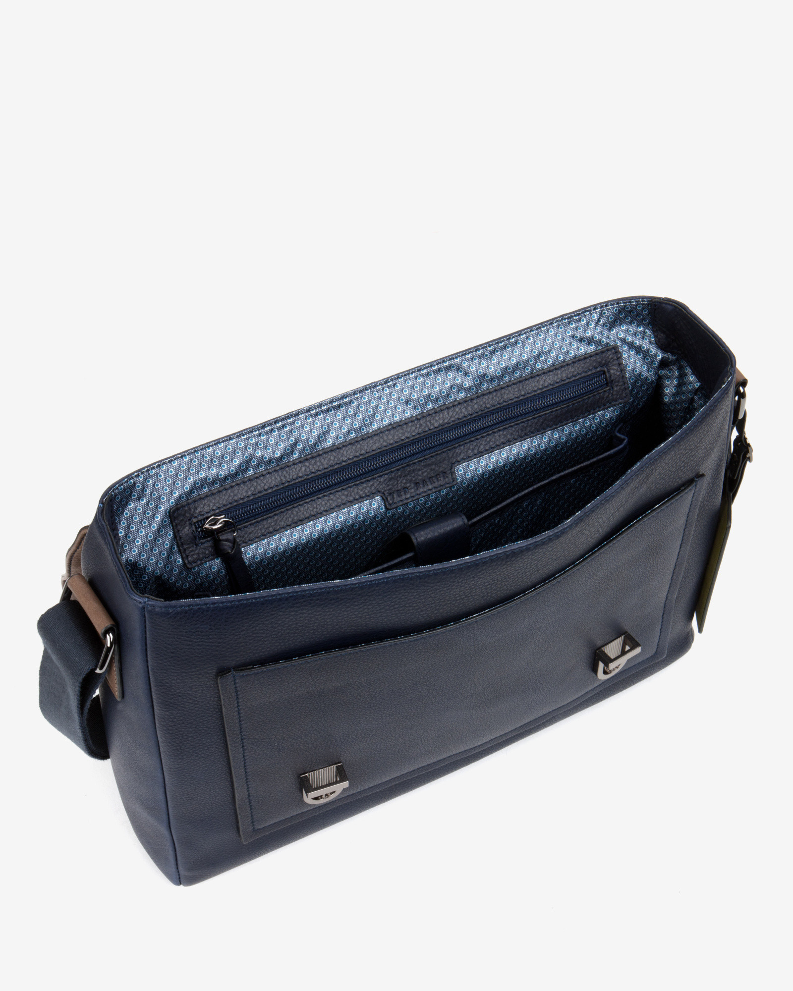 Ted Baker Tonal Leather Satchel Bag in Navy (Blue) for Men Lyst