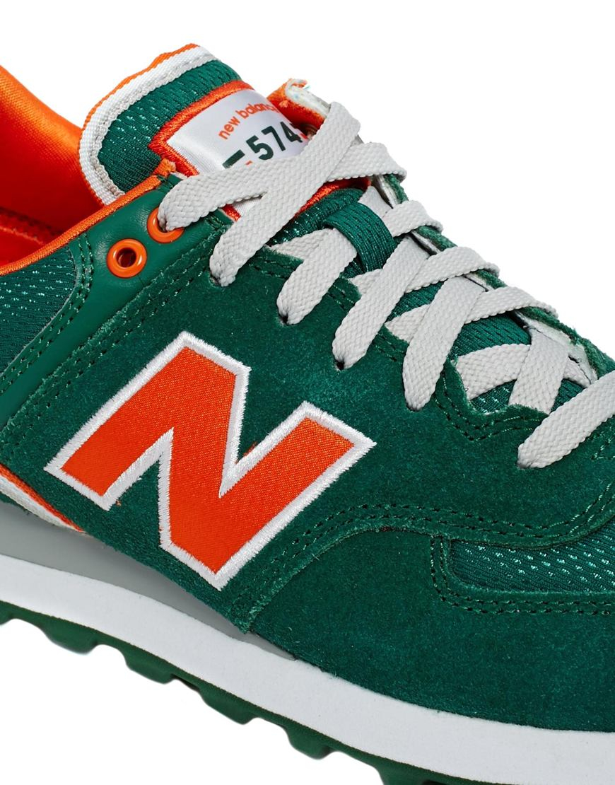 New Balance Green/Orange 574 Stadium Jacket Sneakers | Lyst