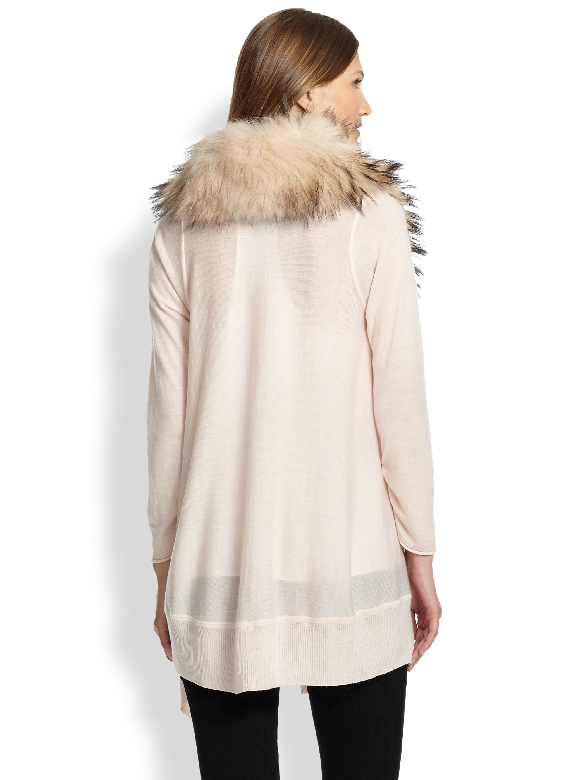 alice and olivia izzy fur collar cardigan