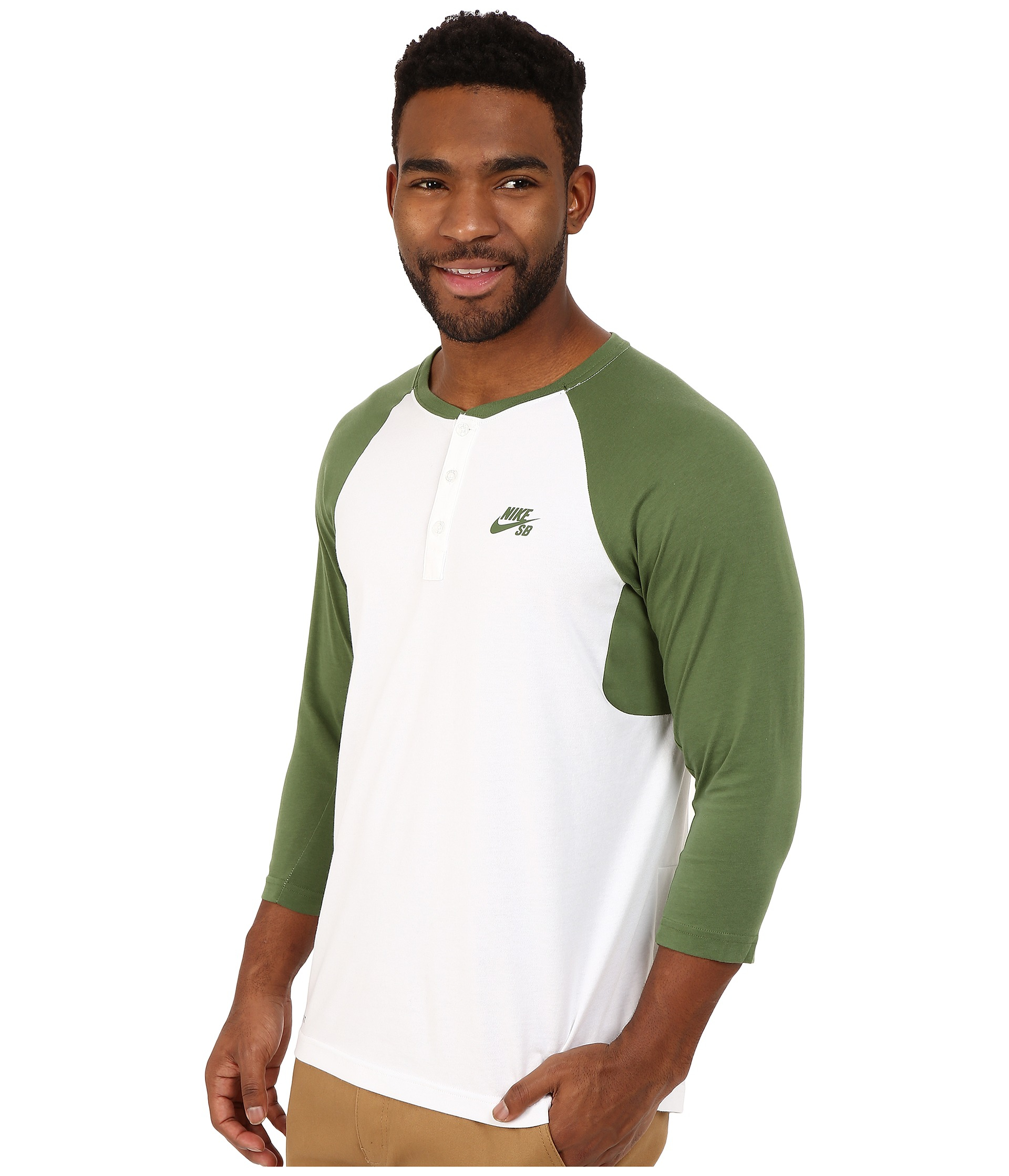 Nike Sb Dri-fit 3/4 Sleeve Henley Top in White for Men | Lyst