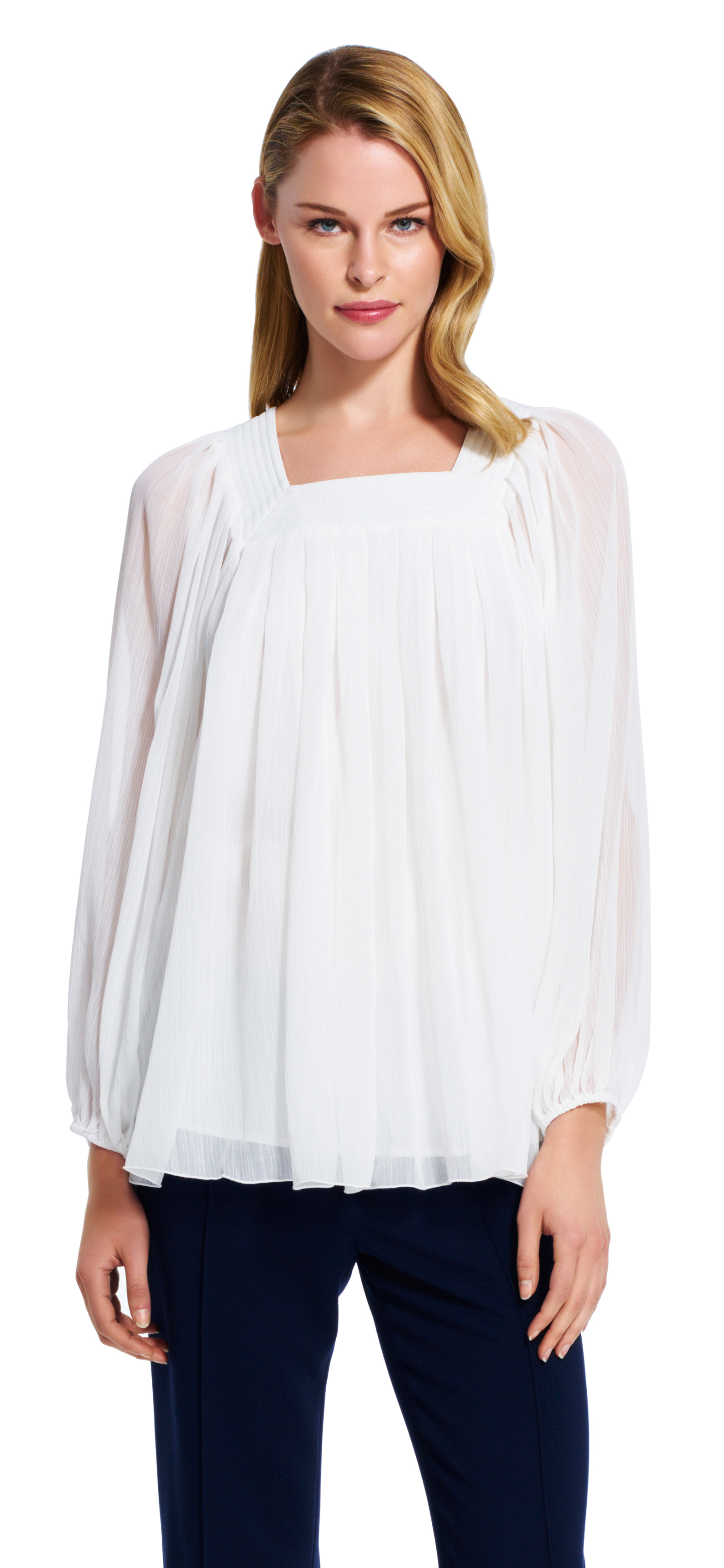 papell square neck chiffon blouse in white lyst papell square neck chiffon blouse in white lyst