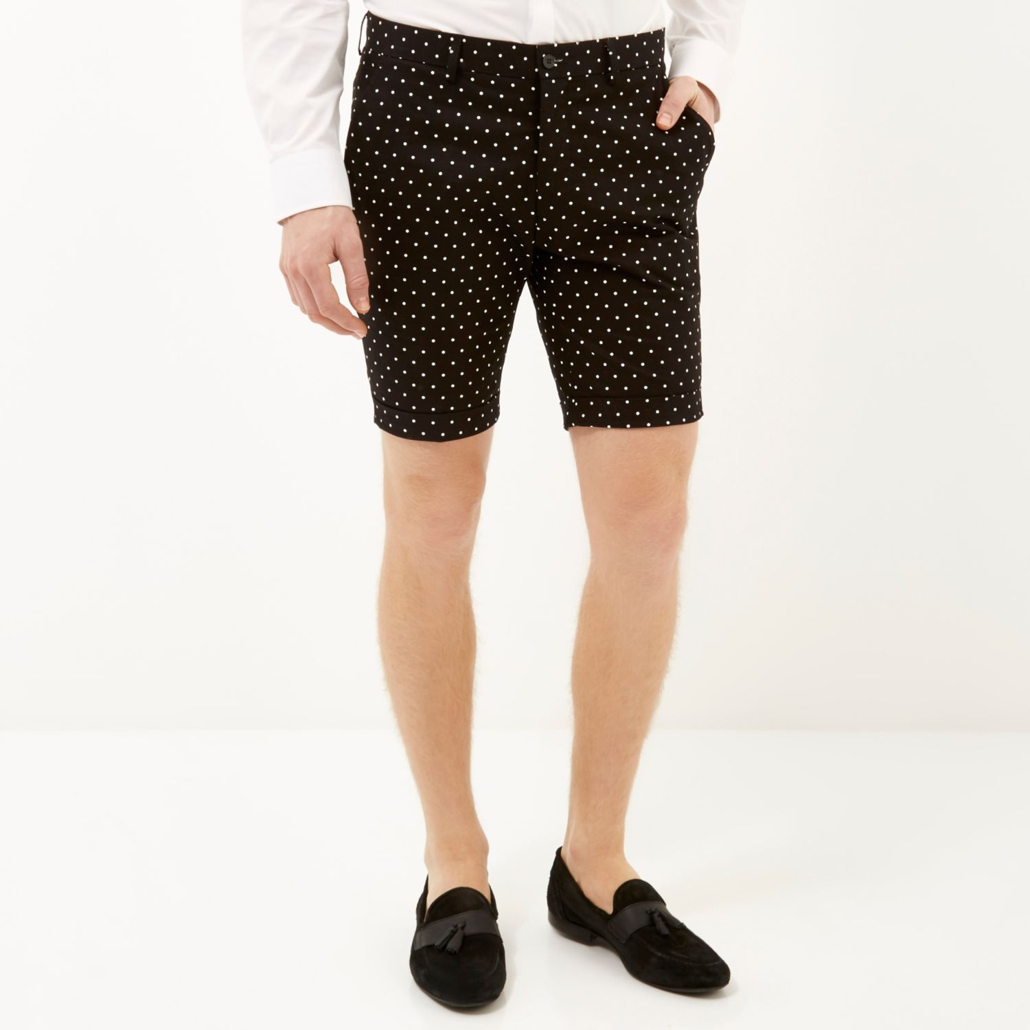 River island Black Vito Polka Dot Shorts in Black for Men