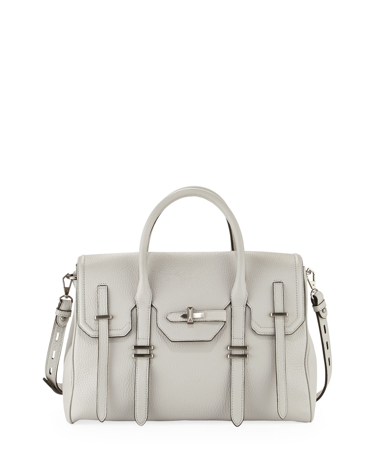 Lyst Rebecca Minkoff Jules Pebbled Leather Satchel Bag Pale Gray Gallery