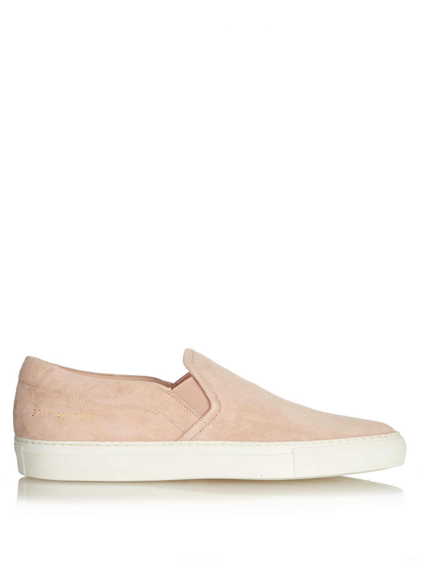 pink suede slip ons