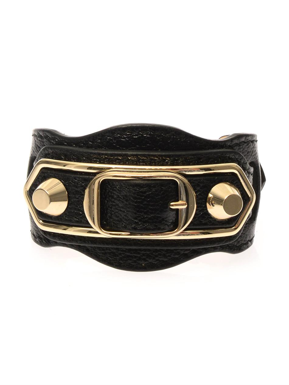 Balenciaga Studded Leather Bracelet in Black (Metallic) | Lyst