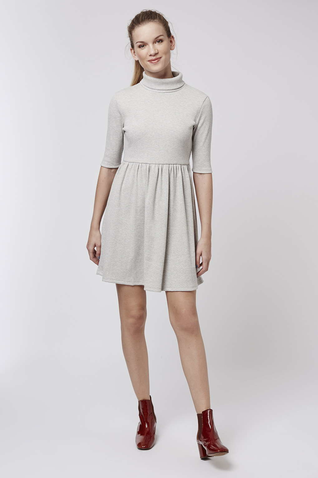 polo neck skater dress