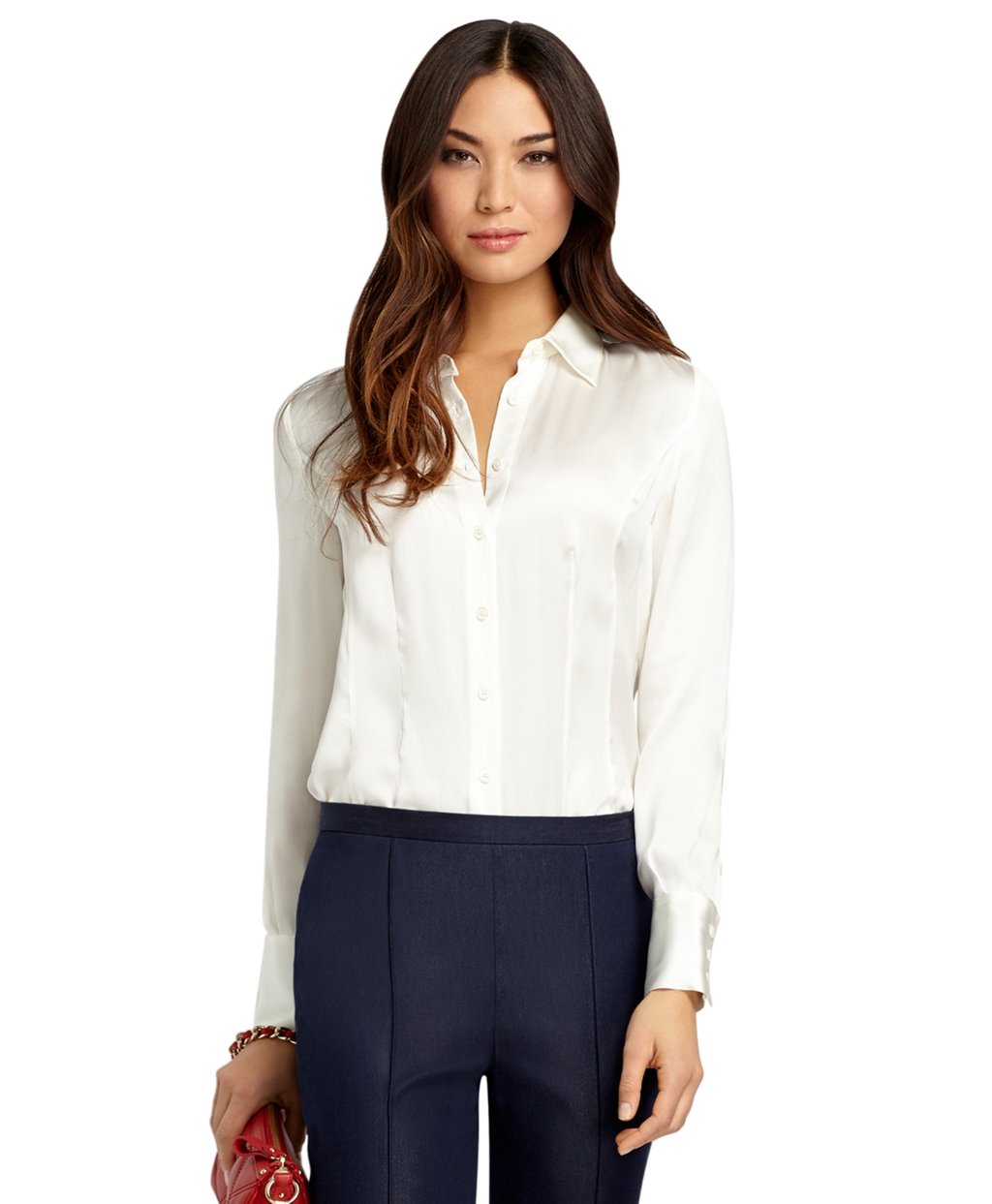 Lyst - Brooks brothers Petite Silk Georgette Blouse in White