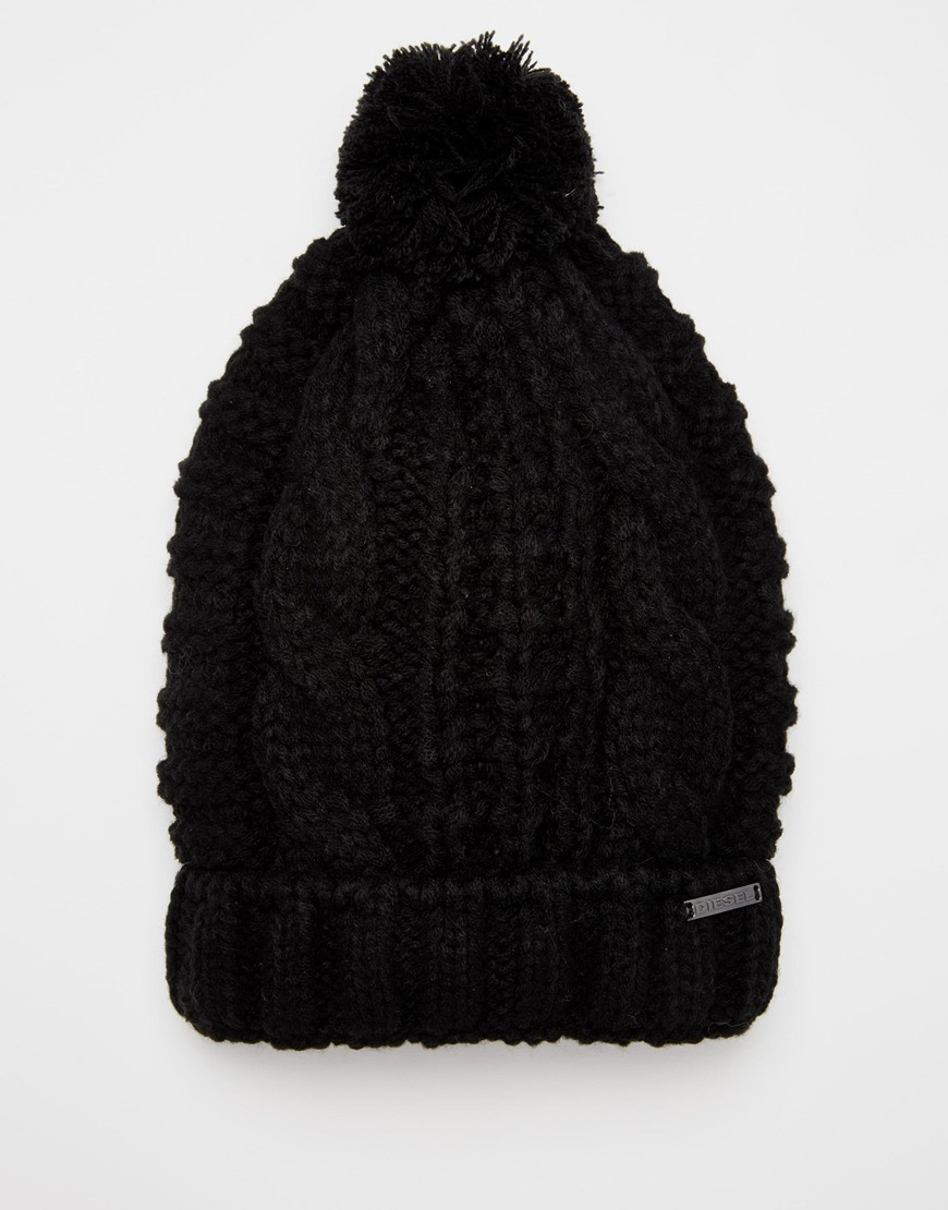 black bobble beanie hat