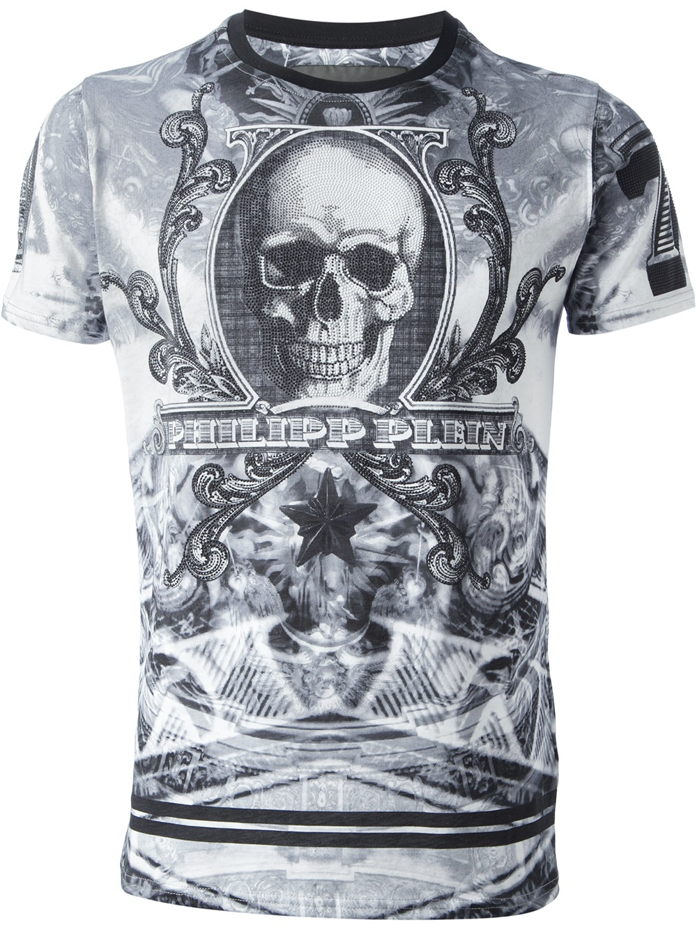 Philipp Plein Diamanté Embellished Skull Print T-Shirt in Black for Men -  Lyst