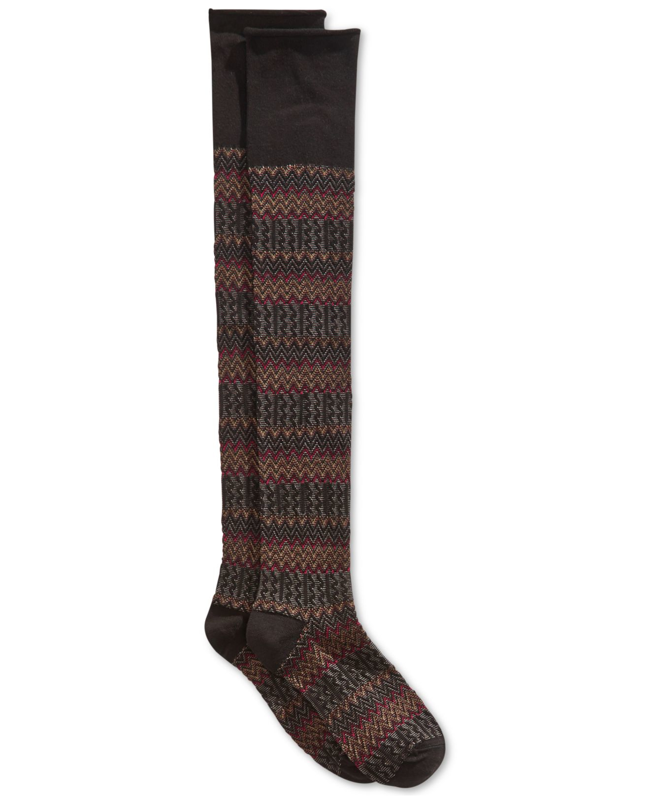 Lucky brand Jacquard Texture Over-the-knee Socks in Black | Lyst