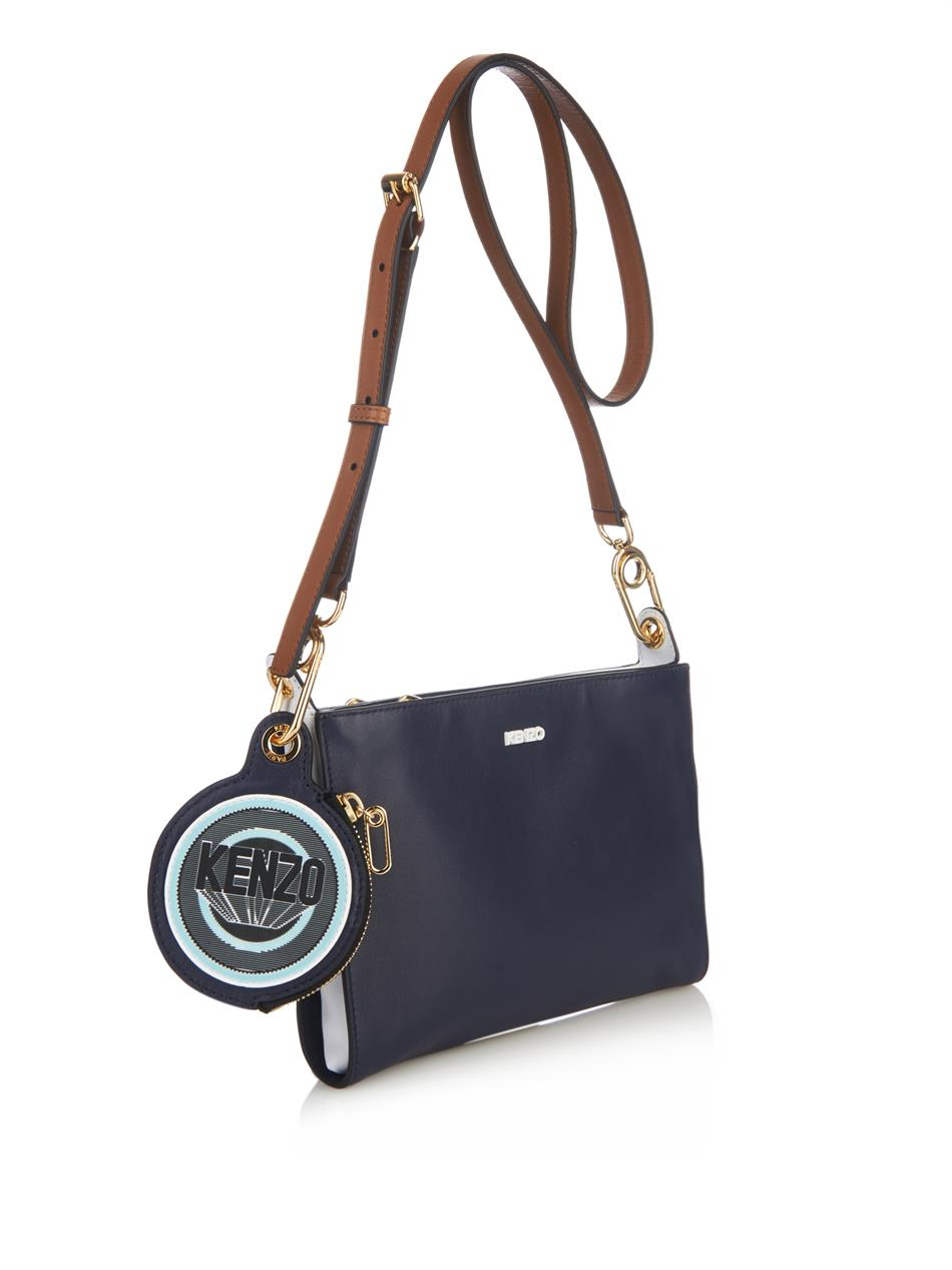 Kenzo TriColor Leather CrossBody Bag in Blue Lyst