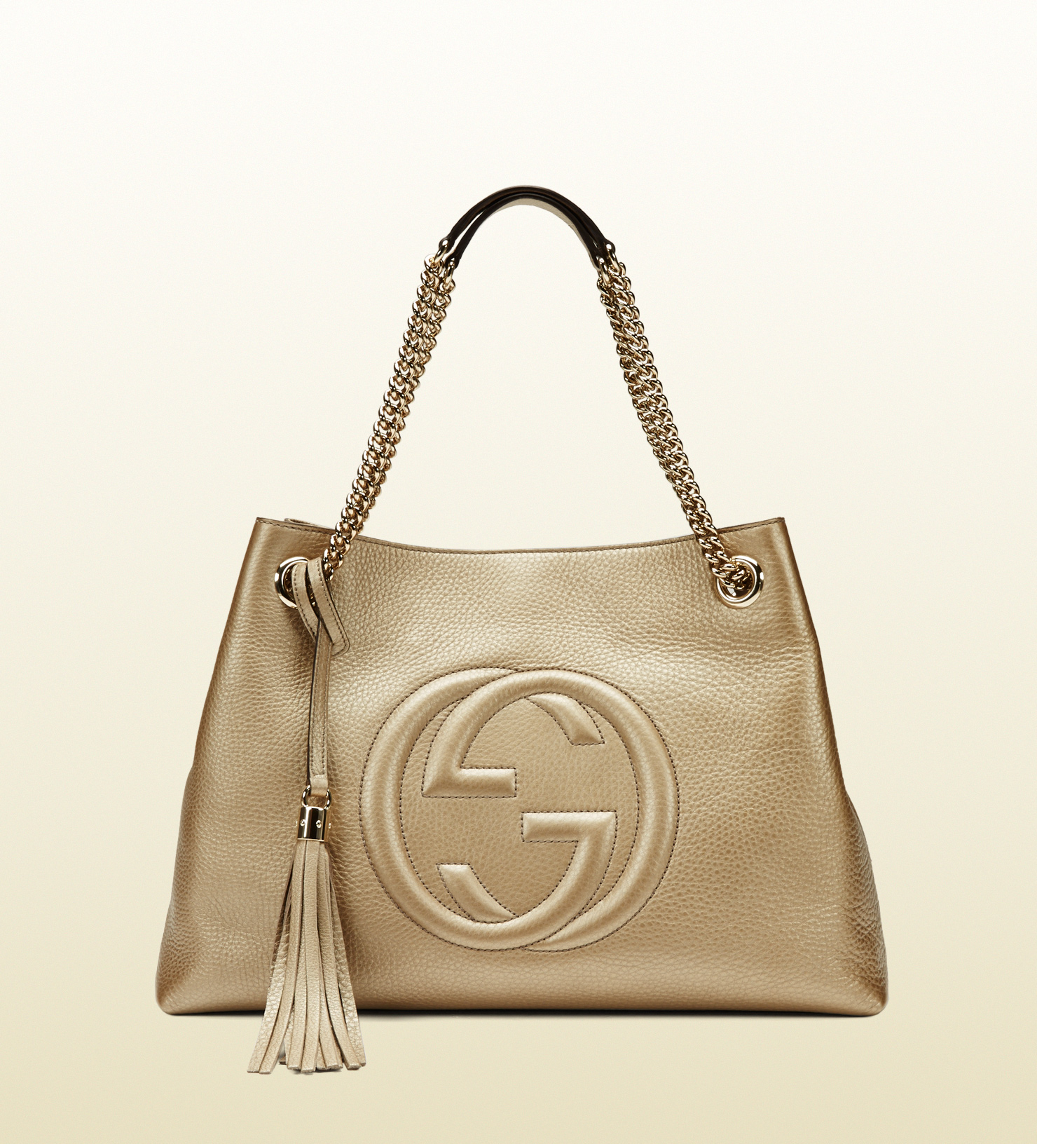 Lyst - Gucci Soho Metallic Leather Shoulder Bag in Natural