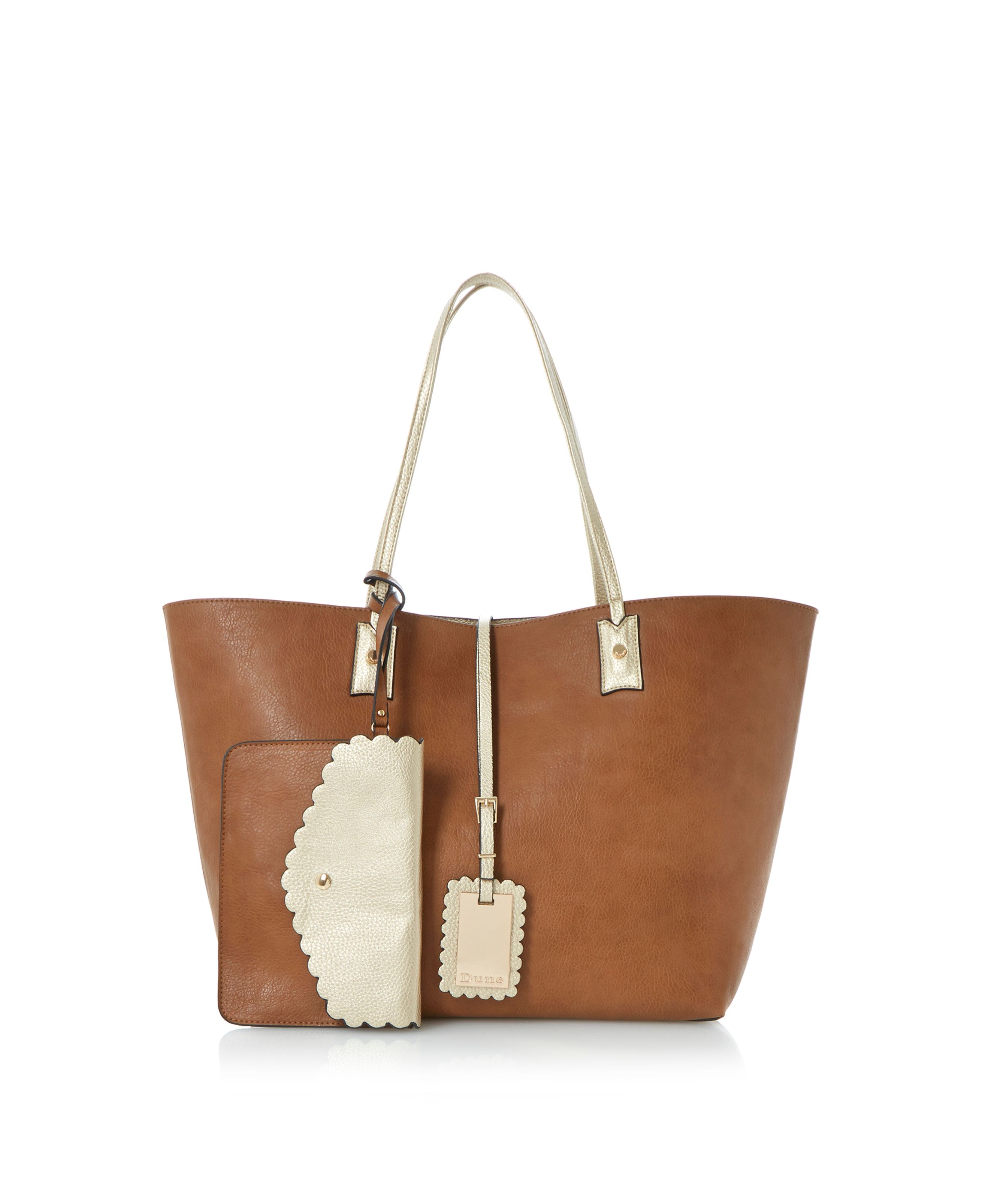 Dune Dallop Scalloped Detail Reversible Shopper Bag in Brown Lyst