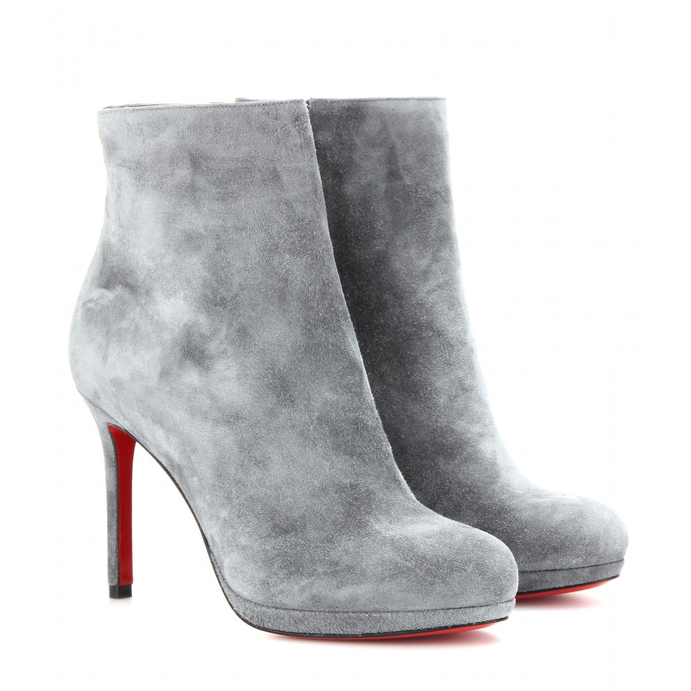 christian louboutin grey suede boots