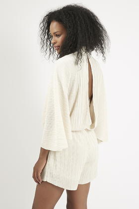 white pleated playsuit