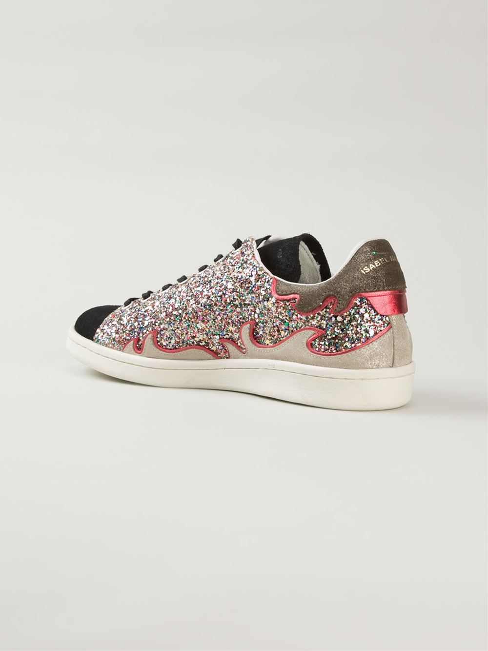 Isabel Marant Leather Gilly Glitter Sneakers - Lyst