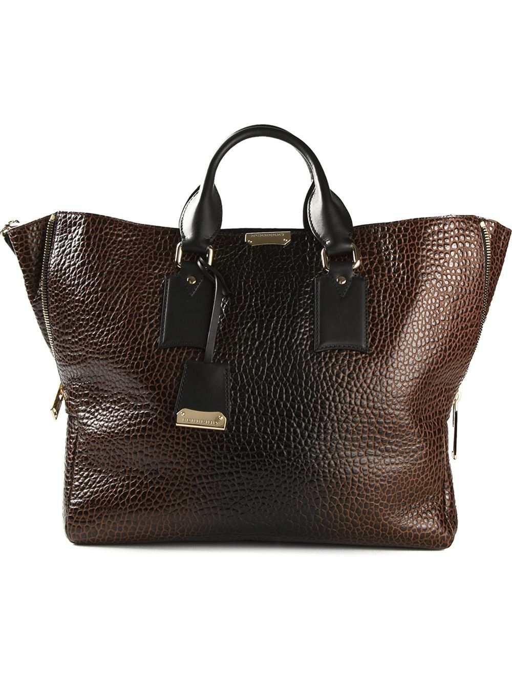 Lyst - Burberry Pebbled Tote Bag in Brown