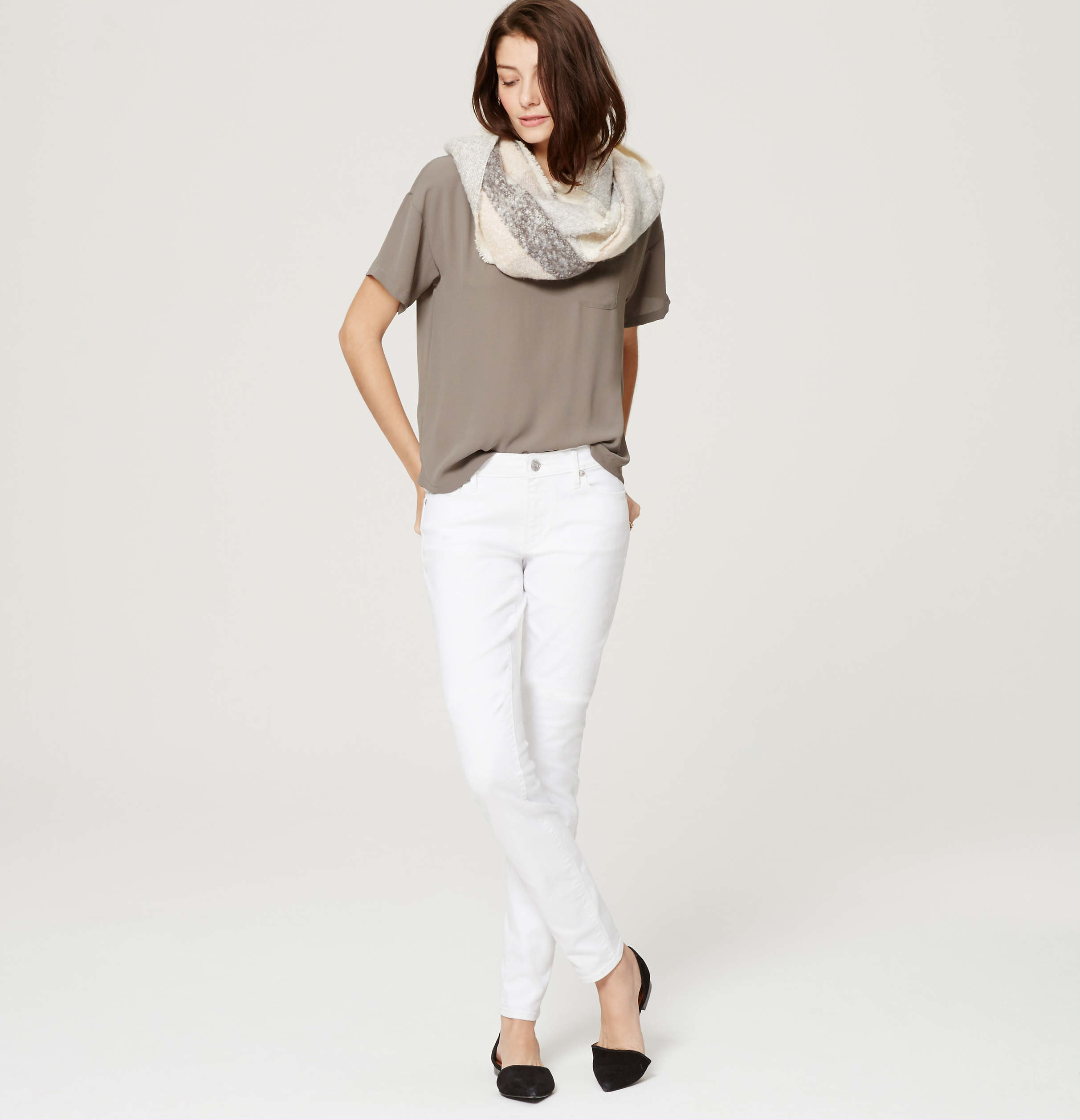 loft curvy white jeans