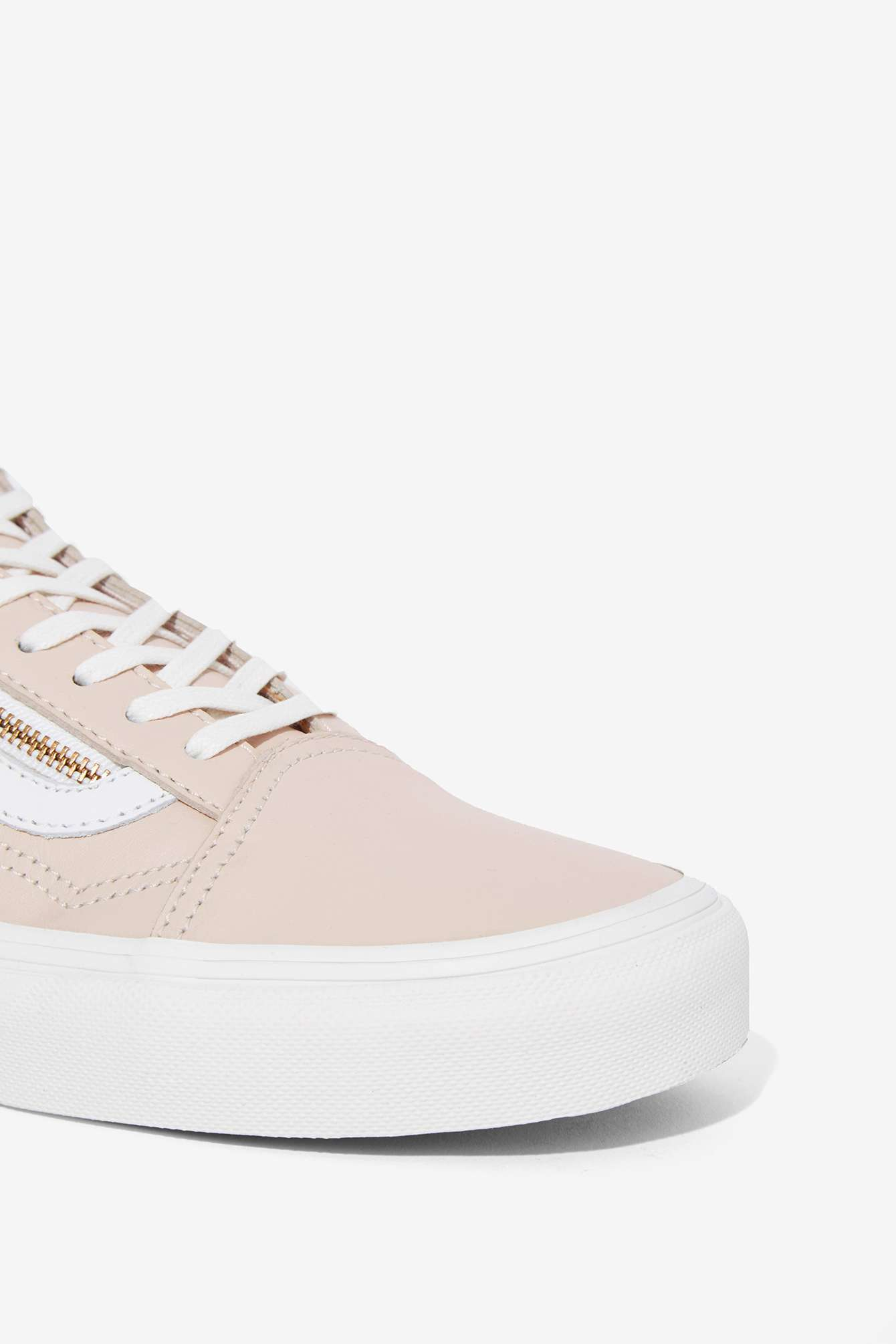 vans old skool zip leather pink