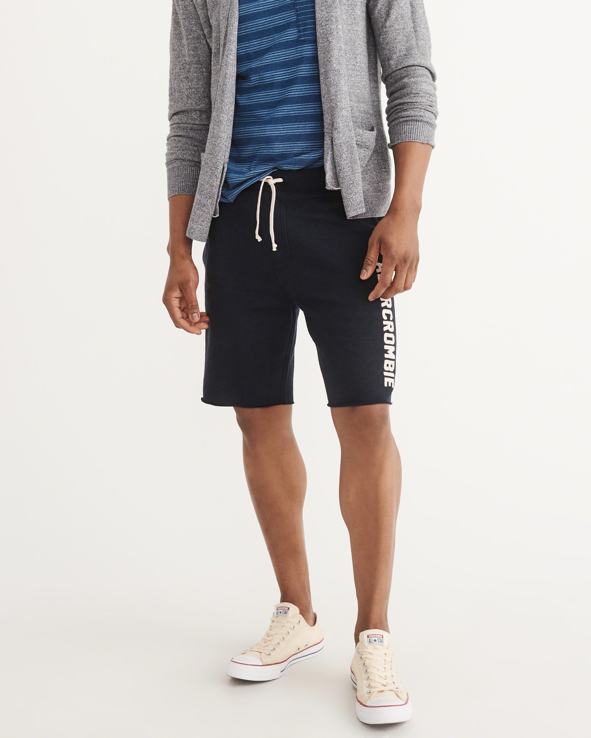 Lyst Abercrombie & fitch Logo Fleece Shorts in Blue for Men