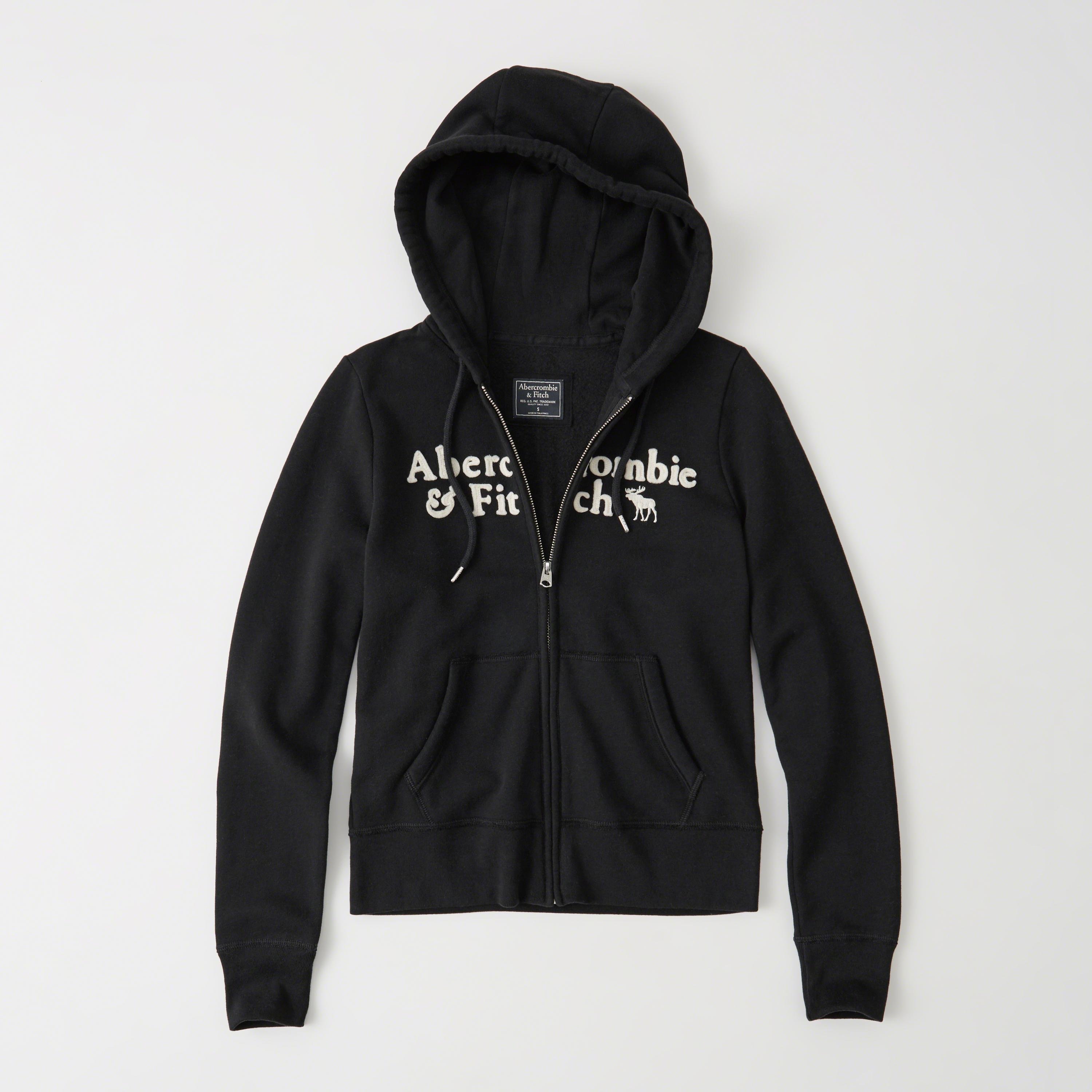 Lyst Abercrombie & Fitch Heritage Logo Fullzip Hoodie in Black