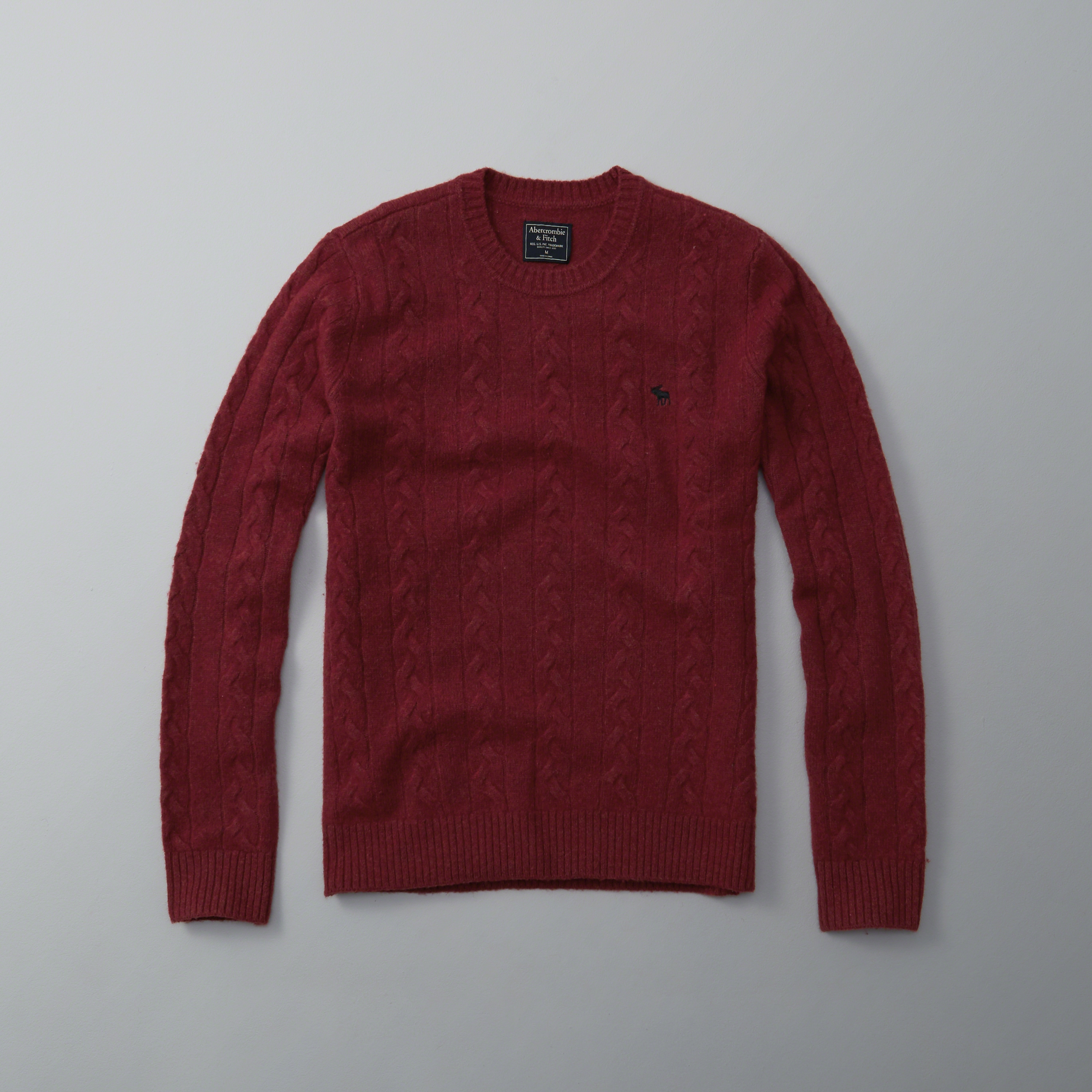 Lyst Abercrombie & Fitch Cable Knit Crew Sweater in Red for Men