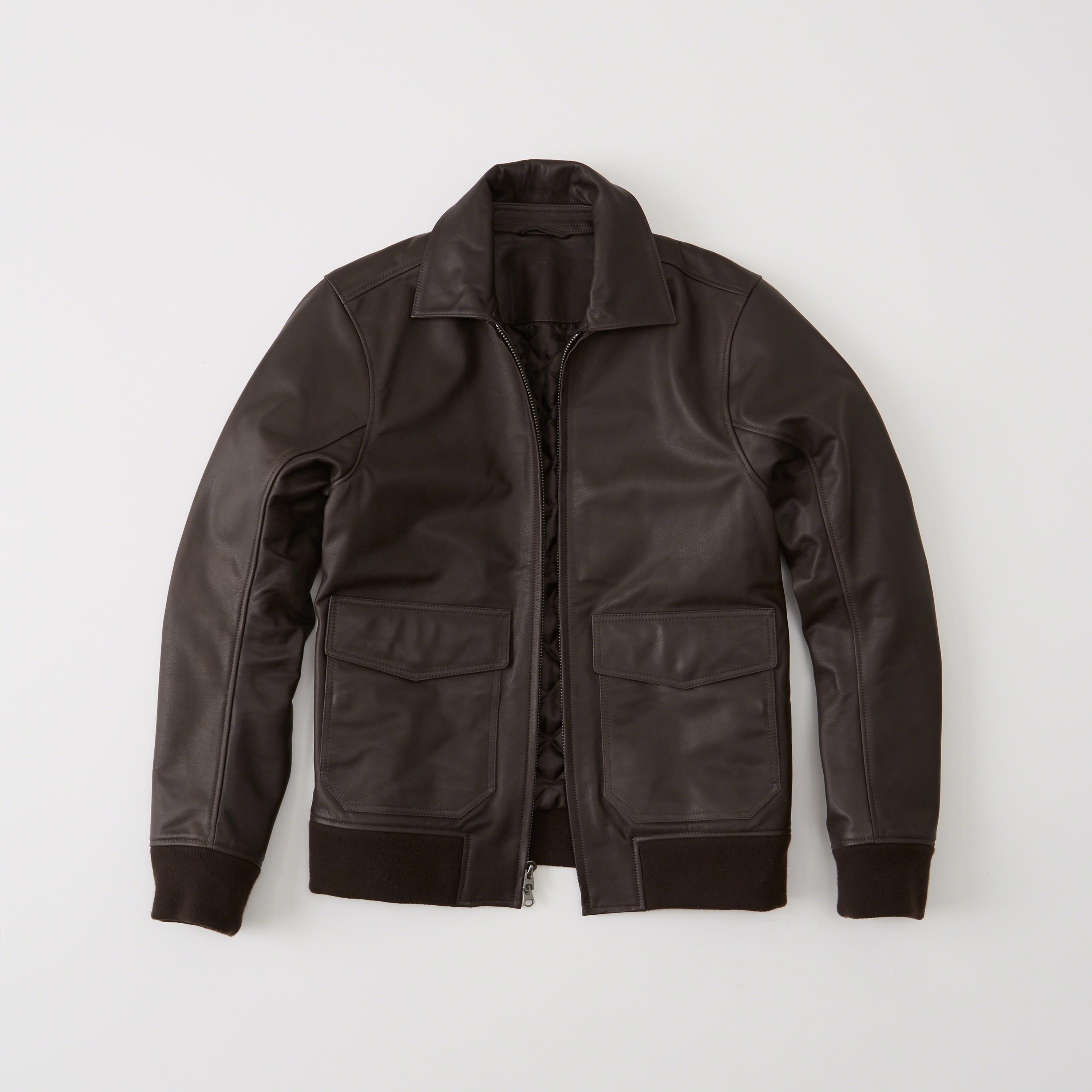 Lyst Abercrombie & Fitch Leather Flight Jacket in Brown for Men