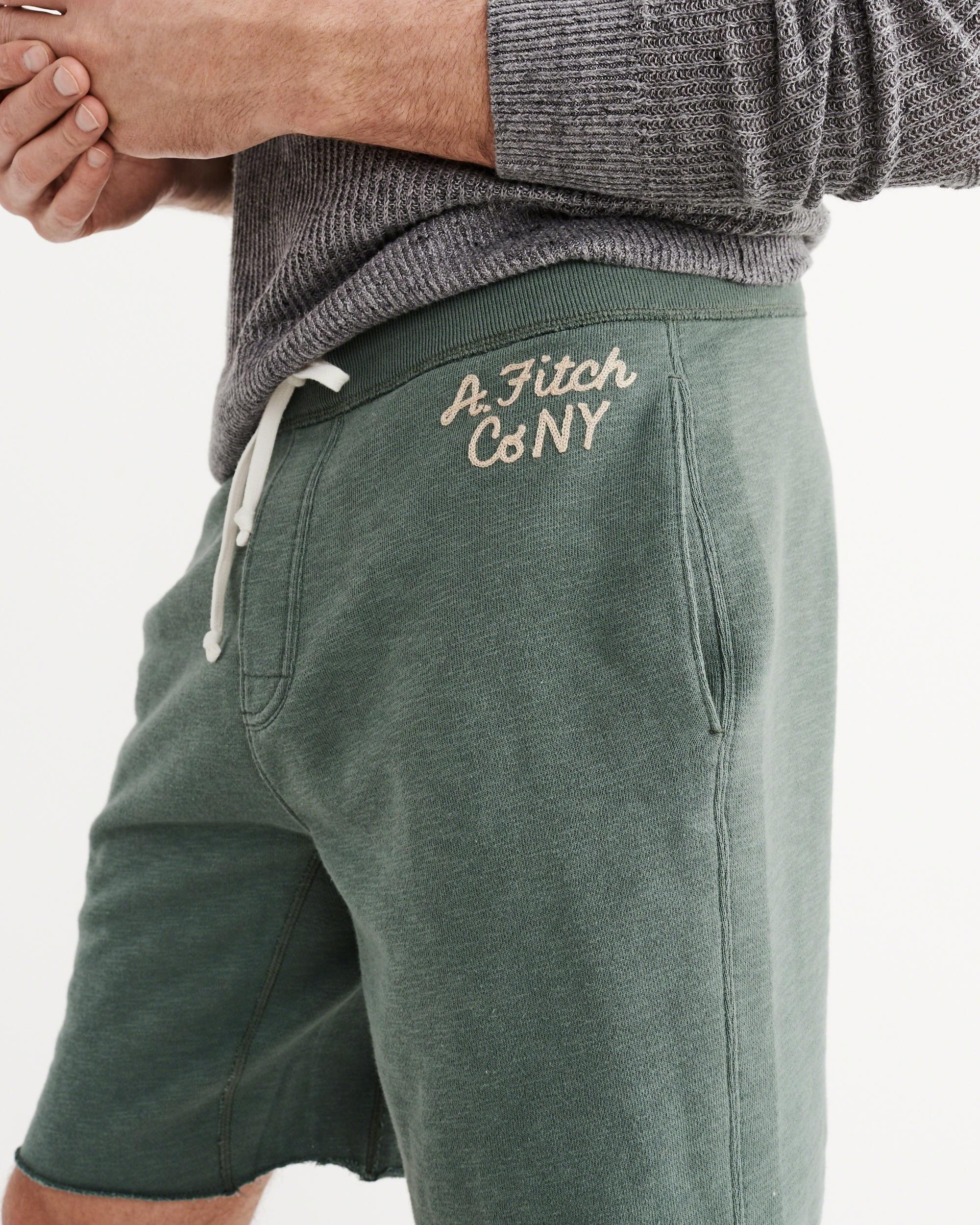 Lyst - Abercrombie & Fitch Logo Fleece Shorts in Green for Men