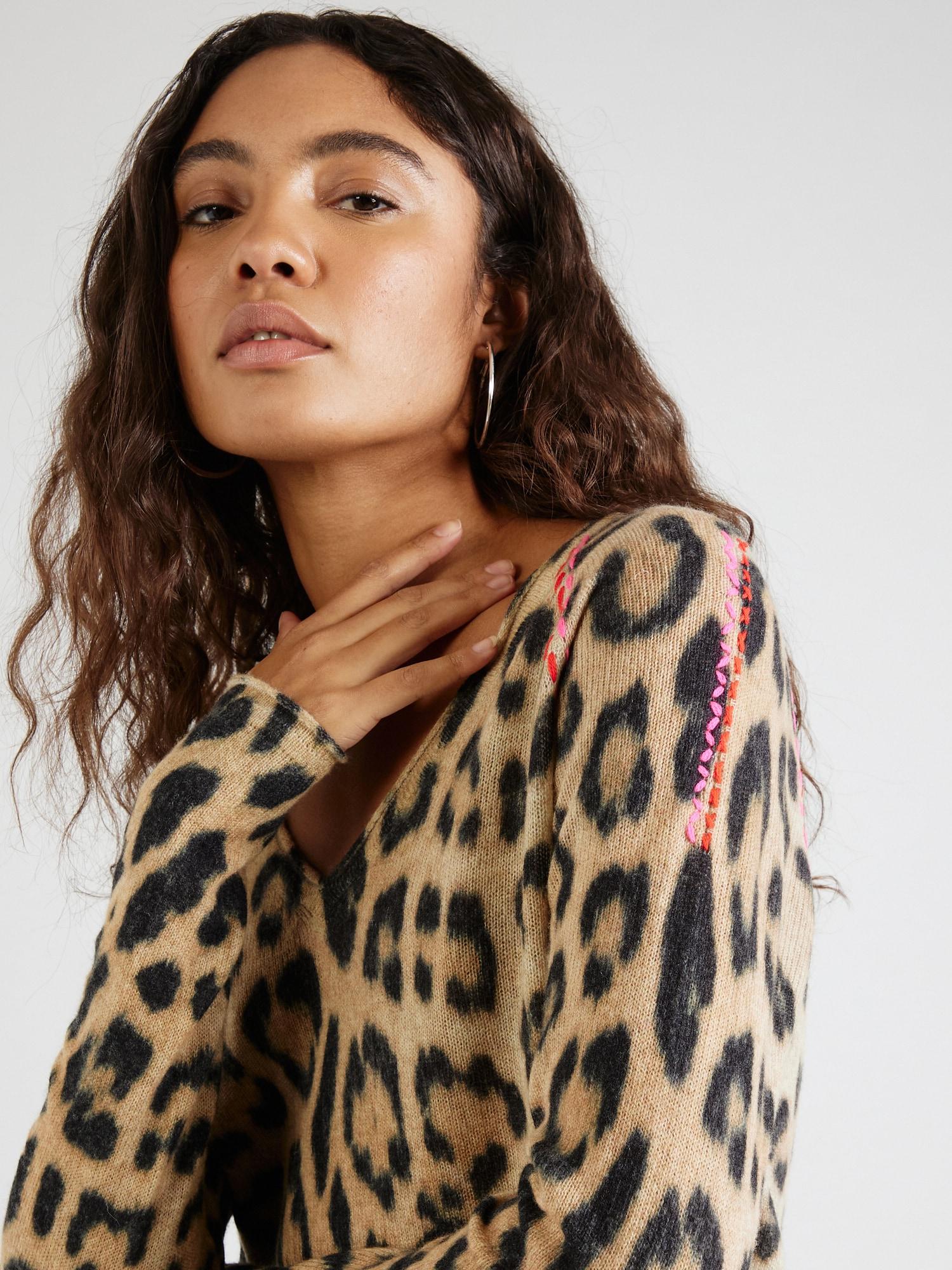 Leopardenmuster Only Pullover Leo Print Plus Size Clothing