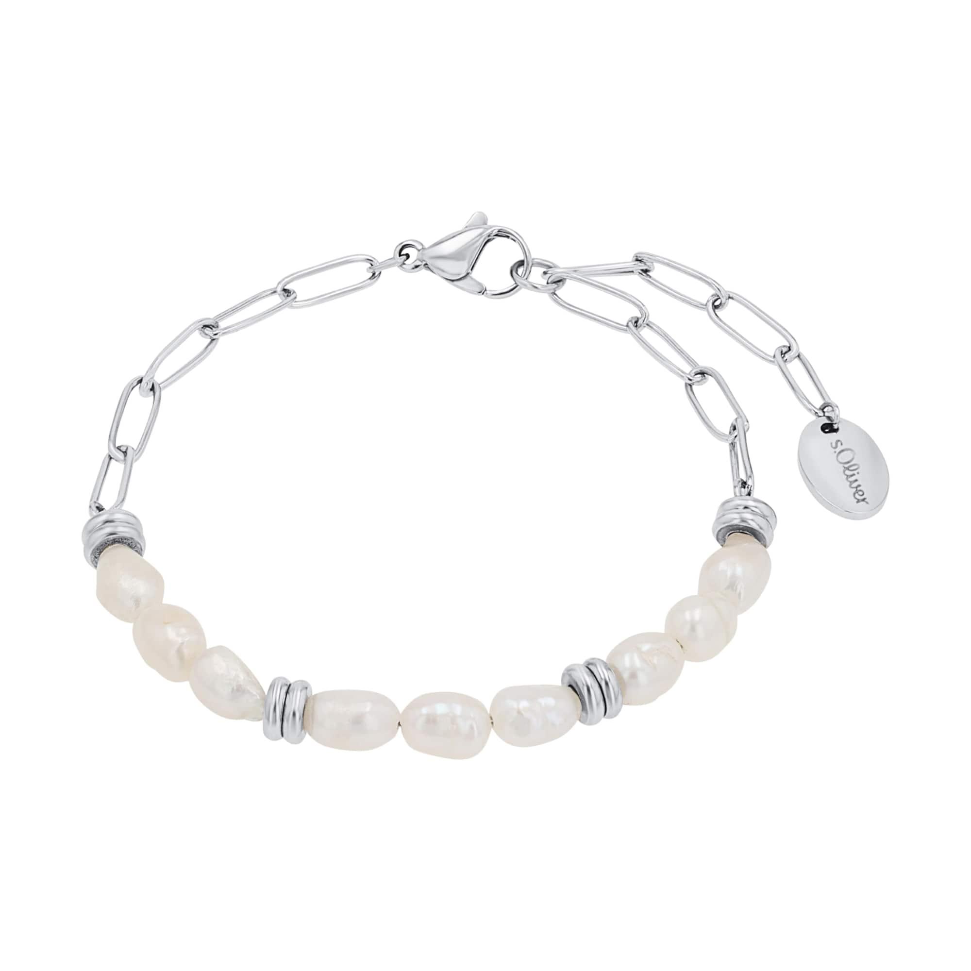 S.Oliver Damen-Kettenarmband – Edelstahl Mit Zirkonia, Goldfarben, Längenverstellbar 17-20 Cm