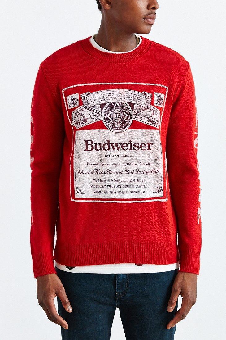 Junk food Budweiser Crew Neck Sweater in Red for Men | Lyst