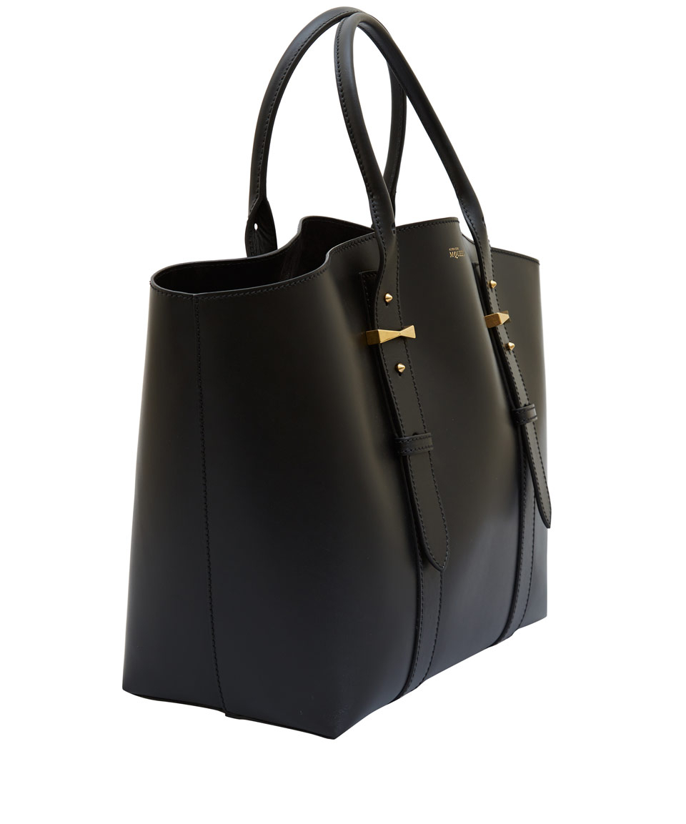 Lyst - Alexander mcqueen Medium Black Leather Shopper Bag in Black