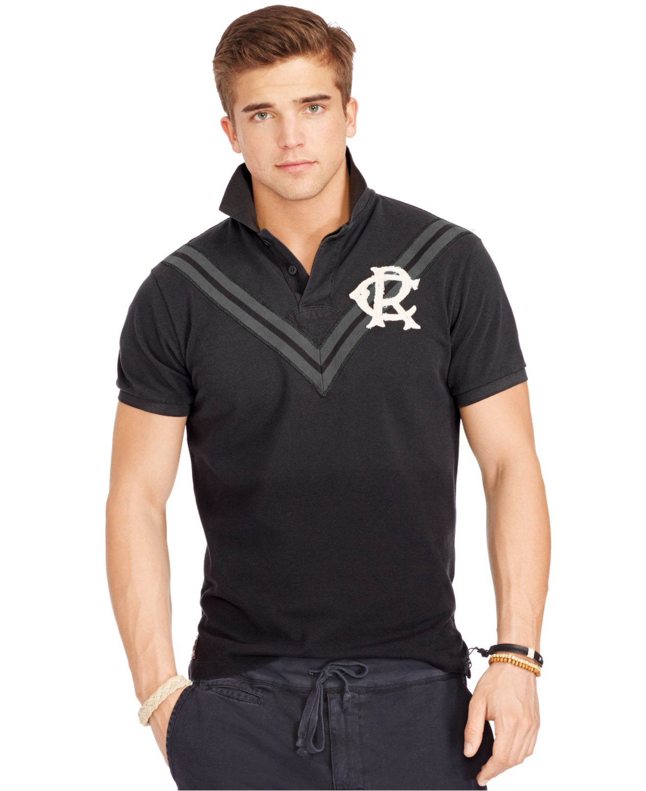  Polo  ralph  lauren  Custom fit Chevron Mesh Rugby  Shirt  in 