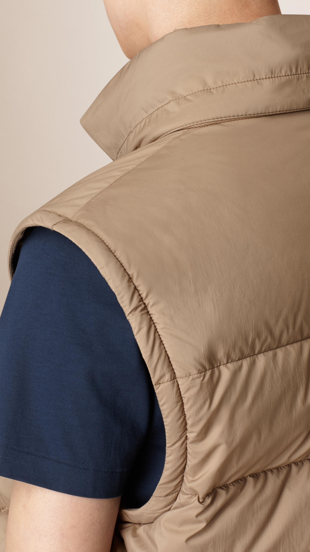 Burberry Goose Puffer Jacket With Removable Sleeves Taupe Brown for Men