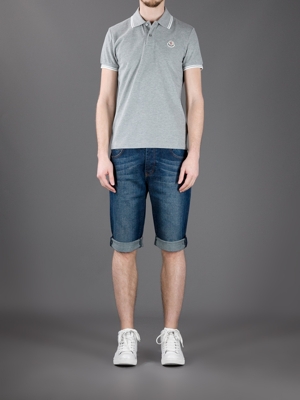 gray polo outfit men