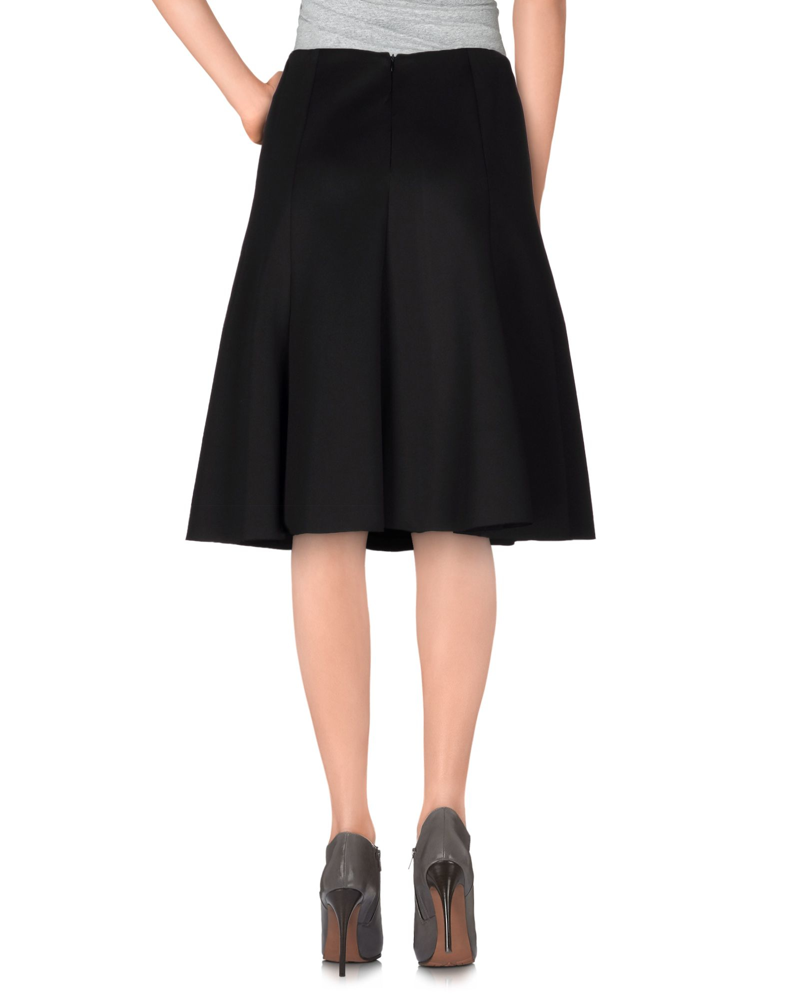 Lyst - Line & Dot Knee Length Skirt in Black