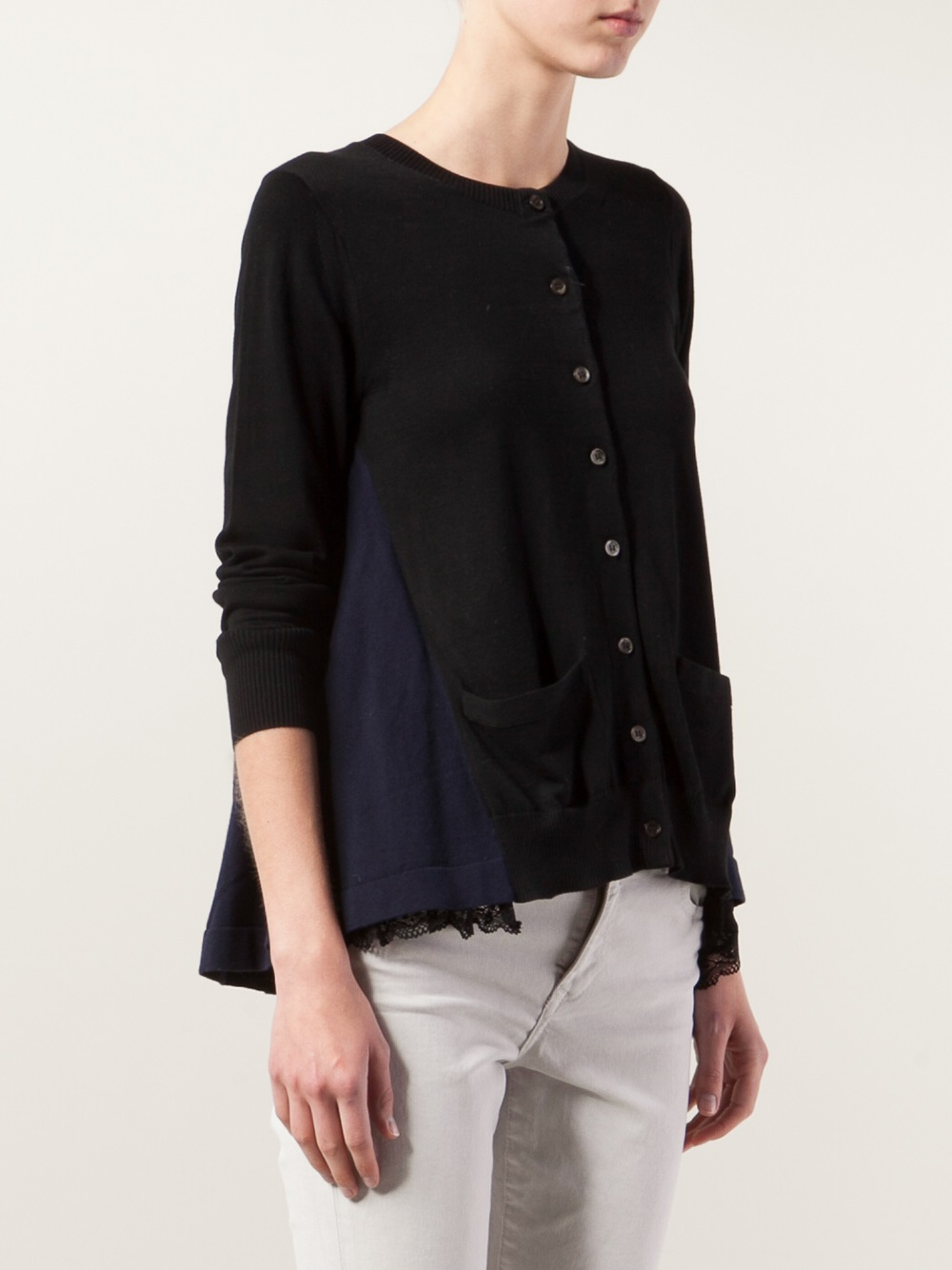 Sacai Swing Cardigan in Black - Lyst