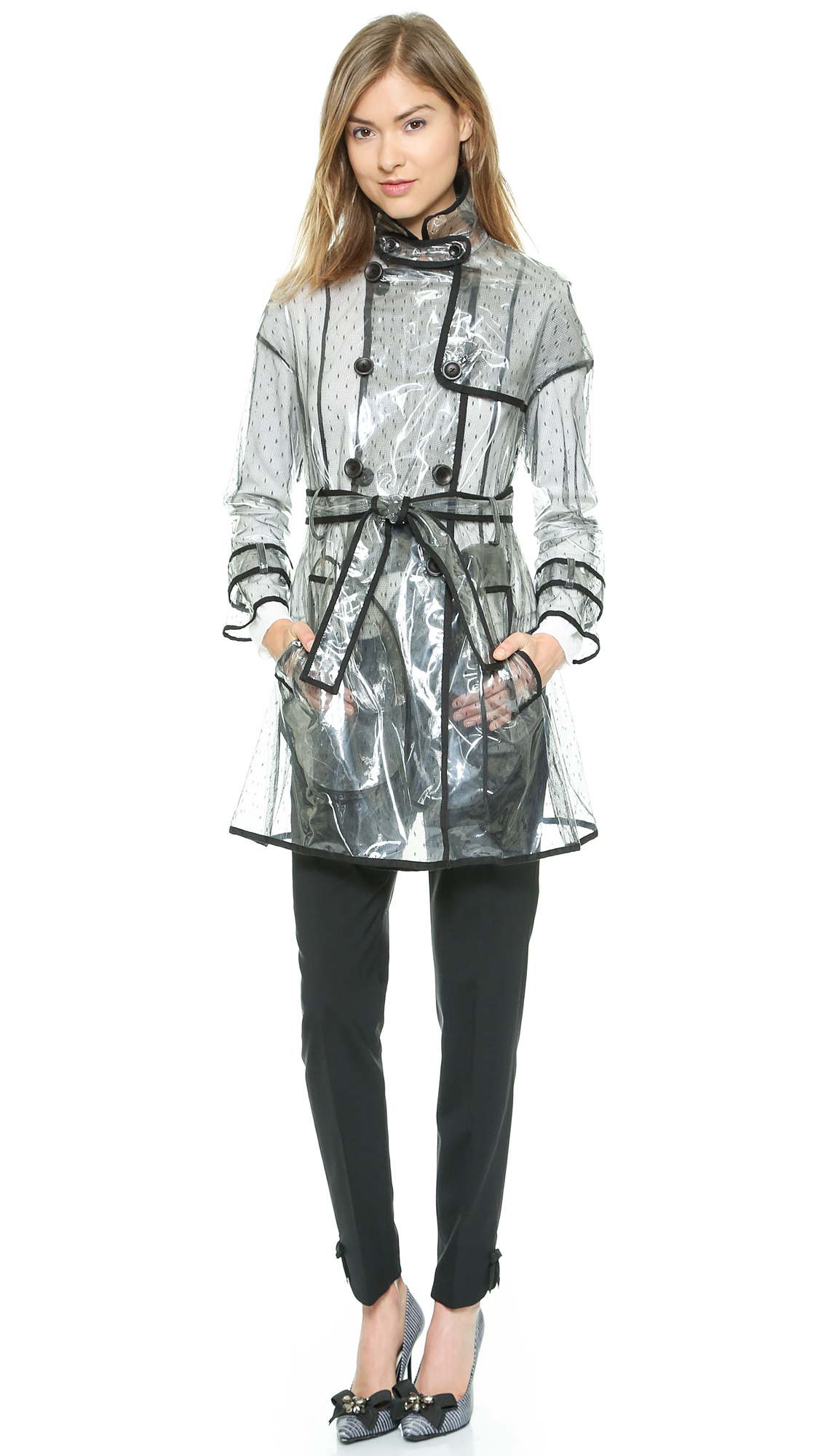 RED Valentino Clear Trench Coat Black - Lyst