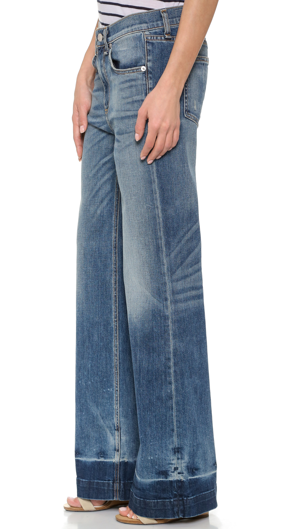 Rag & Bone The Loose Fit Wide Leg Jeans - Newquay in Blue - Lyst