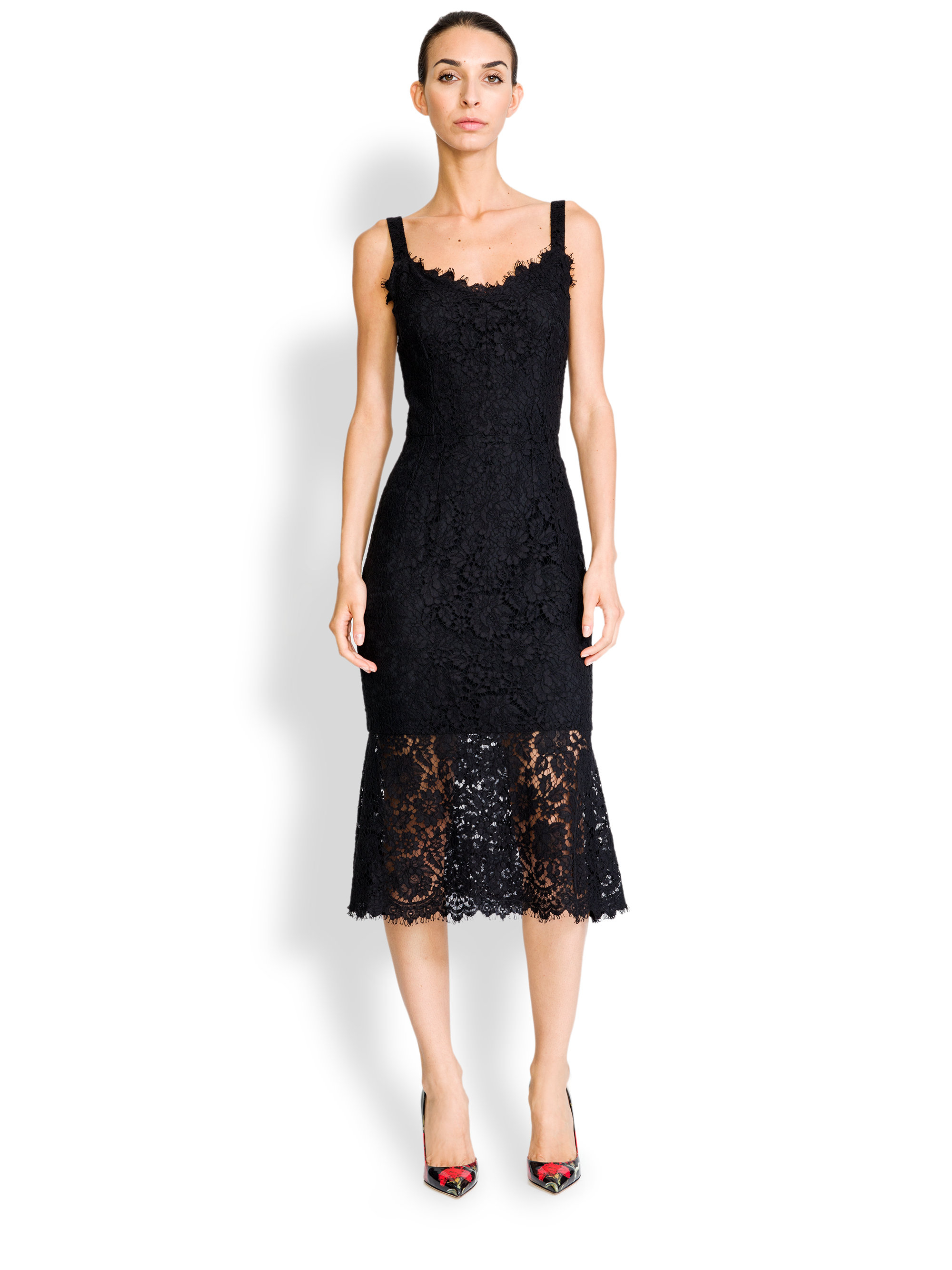 traagheid Doorzichtig geest Dolce & Gabbana Lace Corset Dress in Black | Lyst