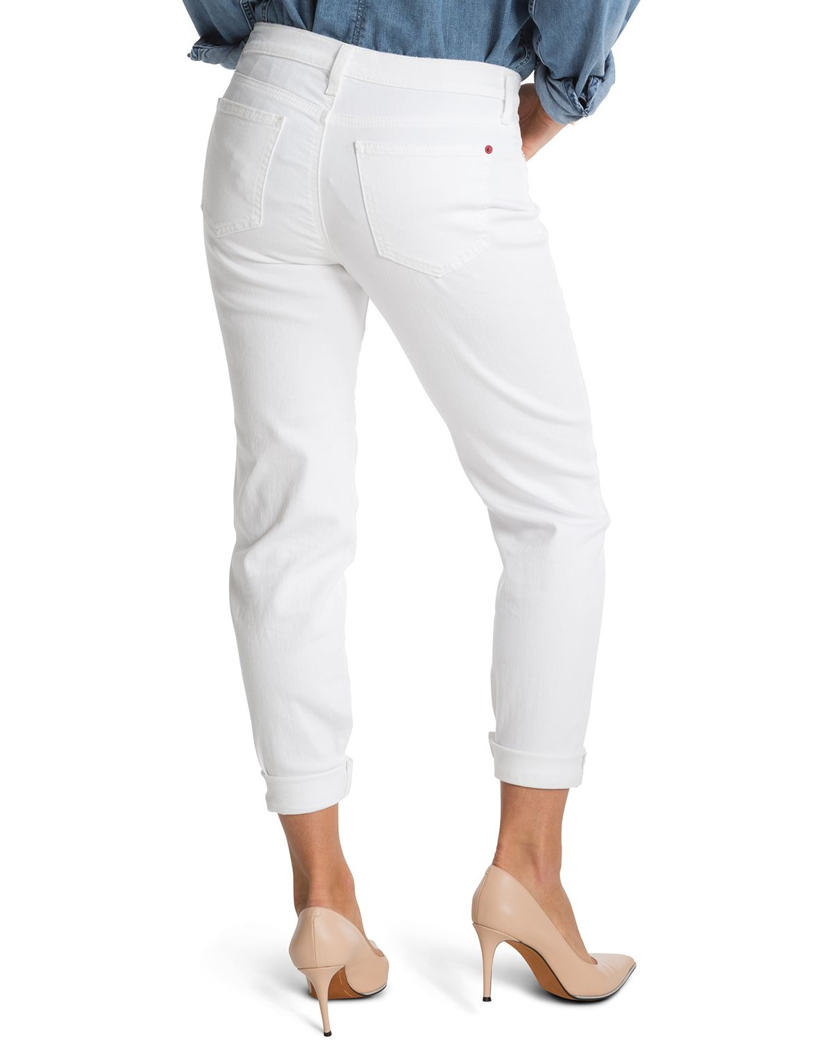 Spanx | Spanx® Denim Slim Cropped Boyfriend Jeans In White | Lyst