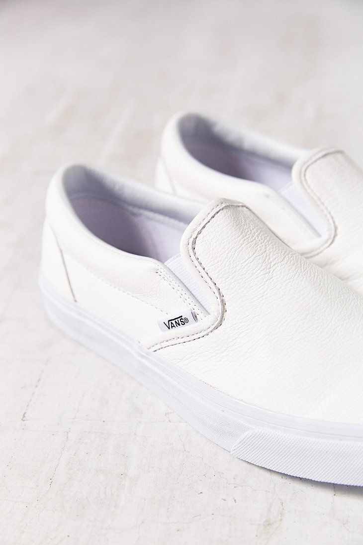 Vans Classic Premium Leather Slip-On Women'S Sneaker in White - Lyst