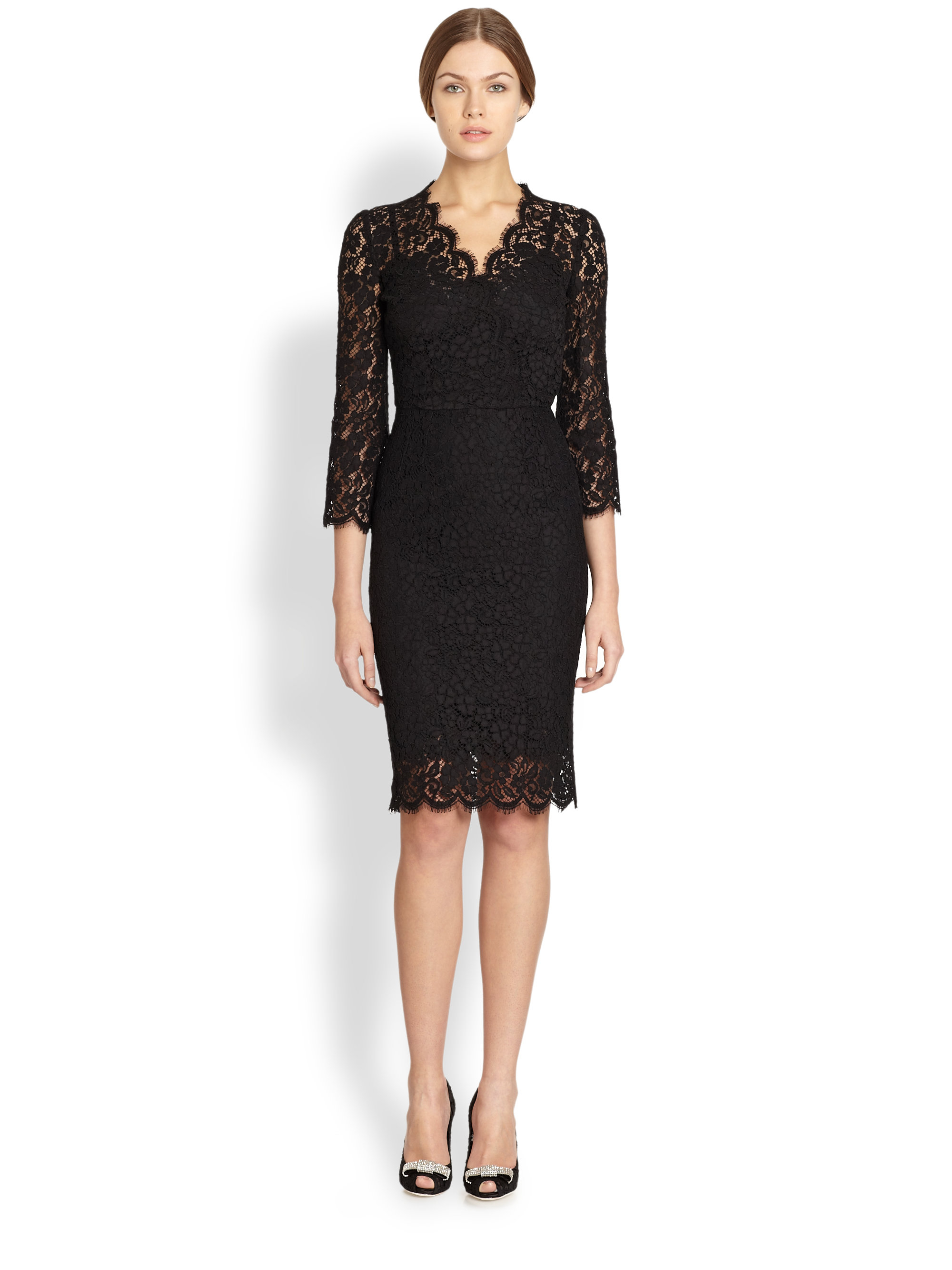 Lyst - Dolce & Gabbana Lace Dress in Black